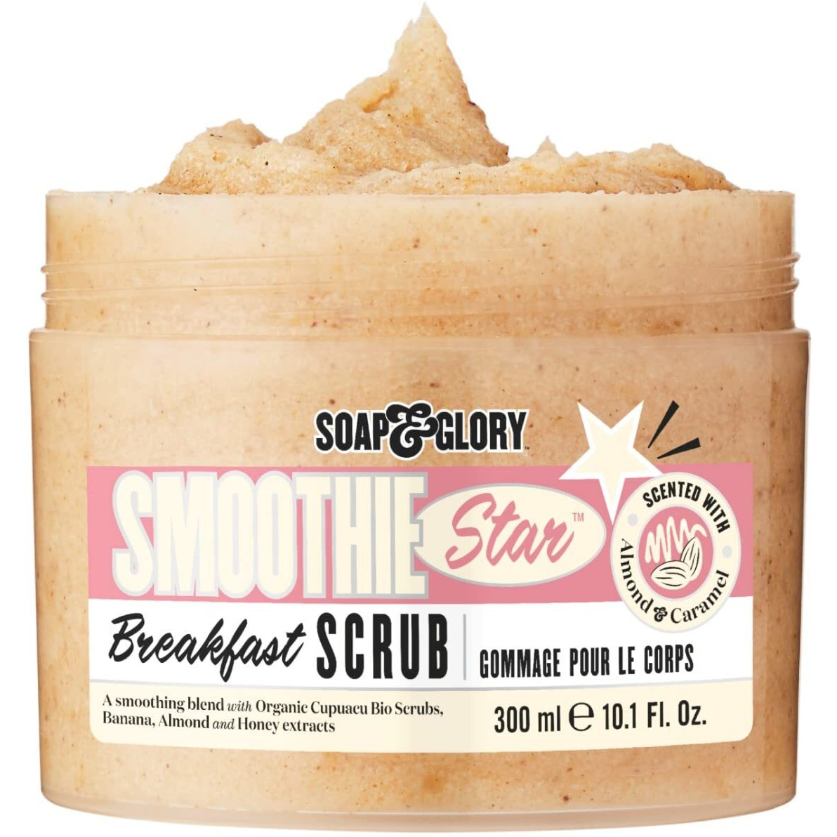 Soap & Glory Smoothie Star Exfoliating Breakfast Body Scrub - Buff & Smooth Body Scrub - Almond & Caramel Scented Body Polish - Brightening Body Scrub With Honey Extract & Sweet Almond Oil (300Ml)