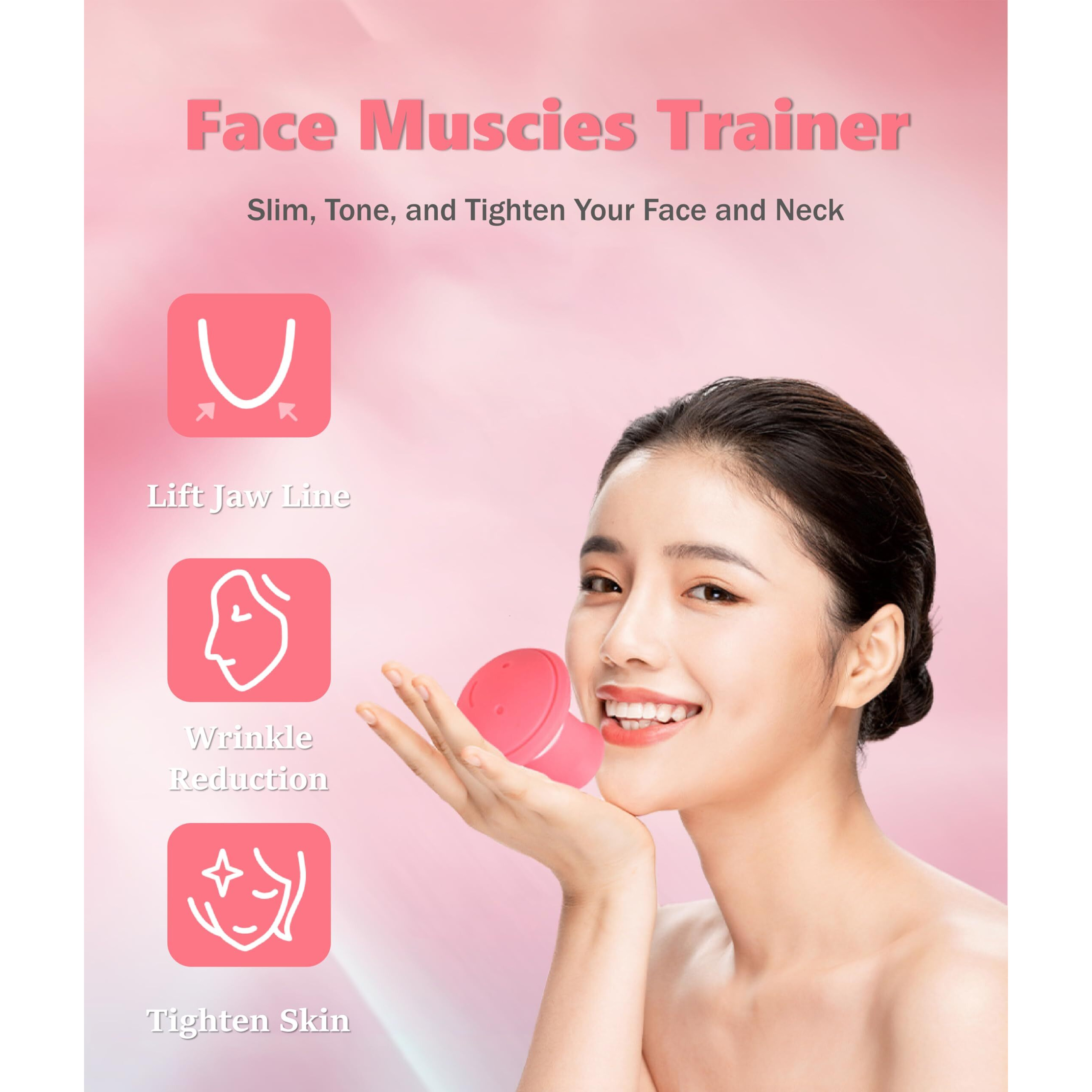 Face Exerciser, Facial Yoga For Skin Firming & Anti Wrinkle, Jaw Exerciser, Face Lifting V Shape Double Chin Exerciser, Face Slimmer Mouth Exercise Tool Breathing Exercise Device