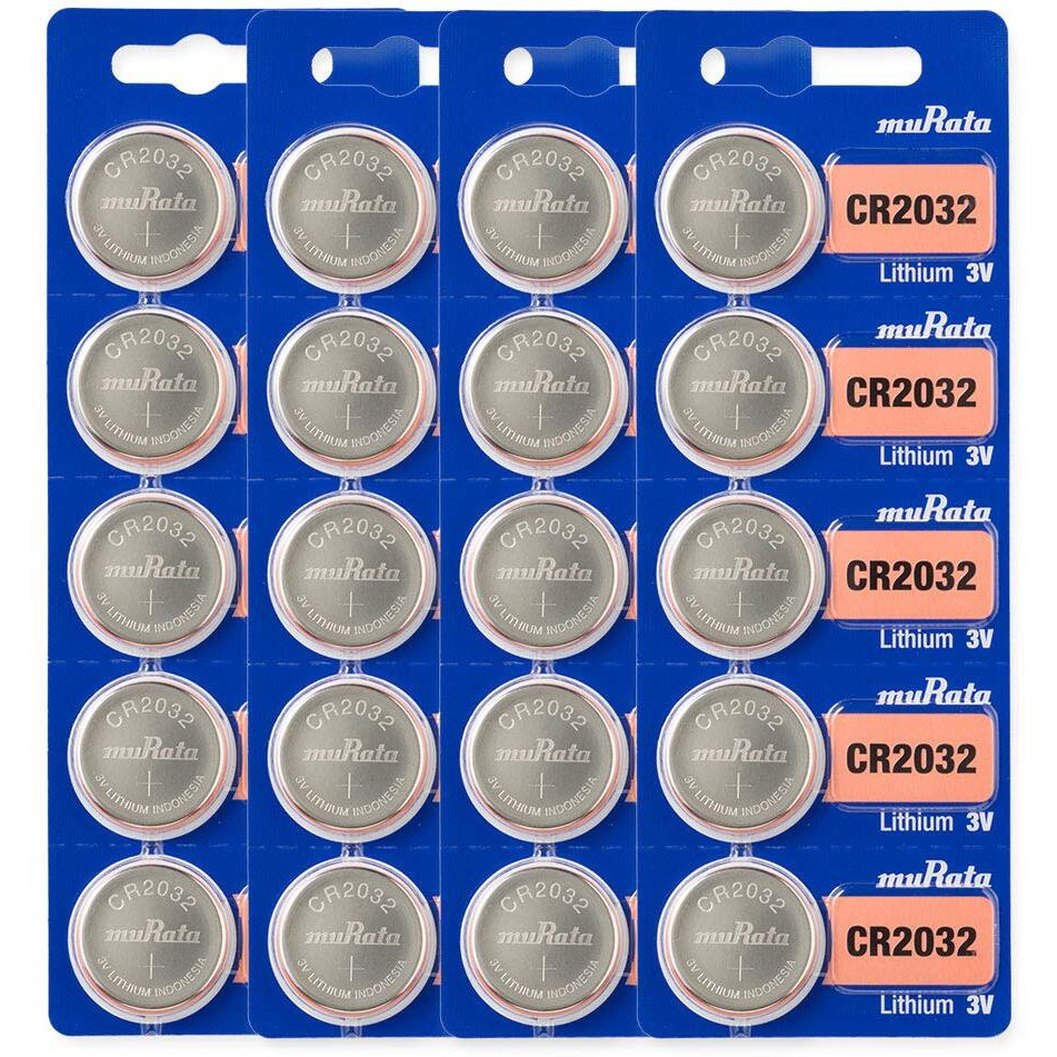 Murata Cr2032 Battery Dl2032 Ecr2032 3V Lithium Coin Cell (20 Batteries)