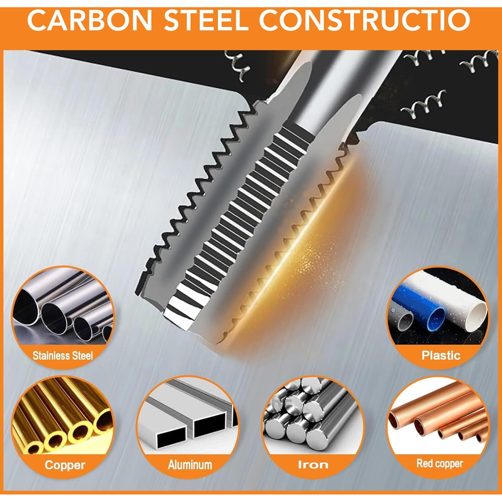 6 Piece Npt Pipe Tap Set, Carbon Steel Npt Tap Set For Clean Accurate Threads, Sizes Included 1 3/4 1/2 3/8 1/4 1/8, Thread Tapping Tool Kit For Pvc Pipe With Storage Case