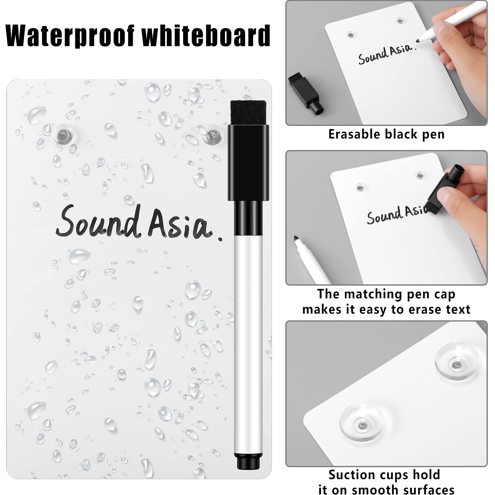 2 Pieces Shower Whiteboard With Suction Cup Waterproof Shower Board With Pen Waterproof White Board Writing On The Bathroom Wall With Pen For Home School Office (3.5 X 5.3 Inch)
