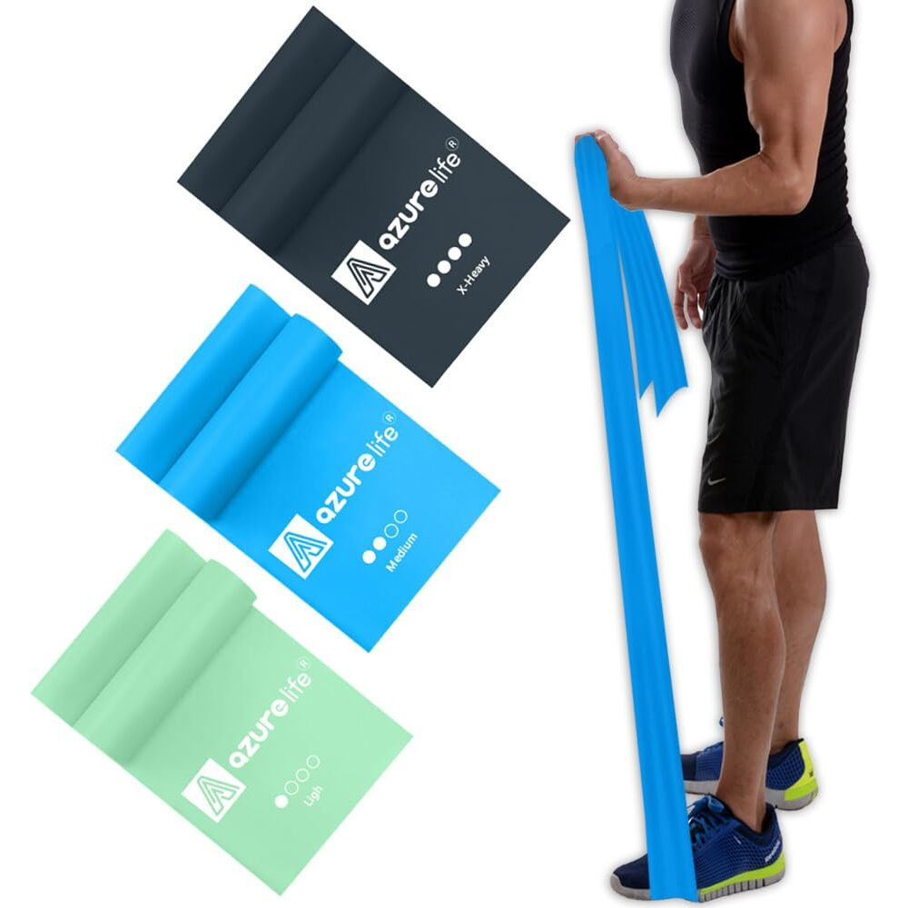 A Azurelife Resistance Bands,Professional Long Non-Latex Elastic Stretch Bands,Exercise Bands For Physical Therapy, Yoga, Pilates, Rehab, At-Home Or The Gym Workouts, Strength Training