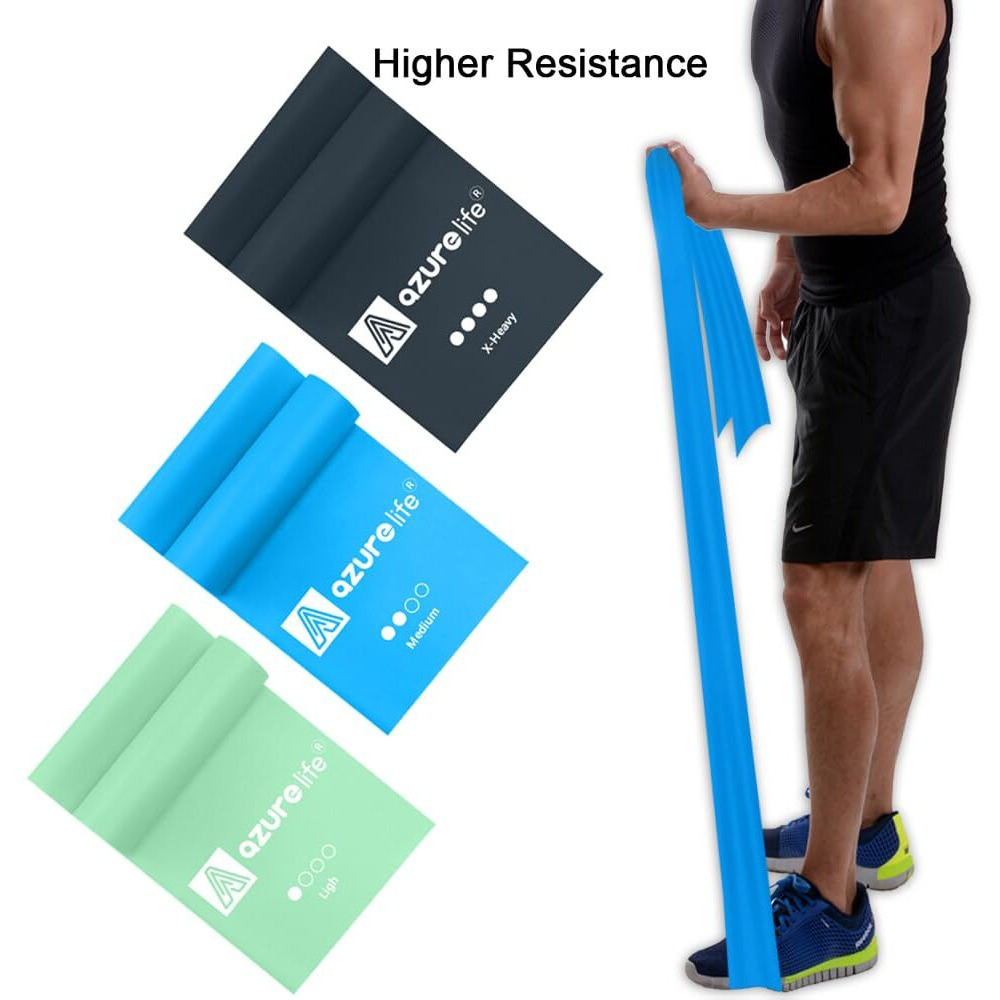A Azurelife Resistance Bands,Professional Long Non-Latex Elastic Stretch Bands,Exercise Bands For Physical Therapy, Yoga, Pilates, Rehab, At-Home Or The Gym Workouts, Strength Training