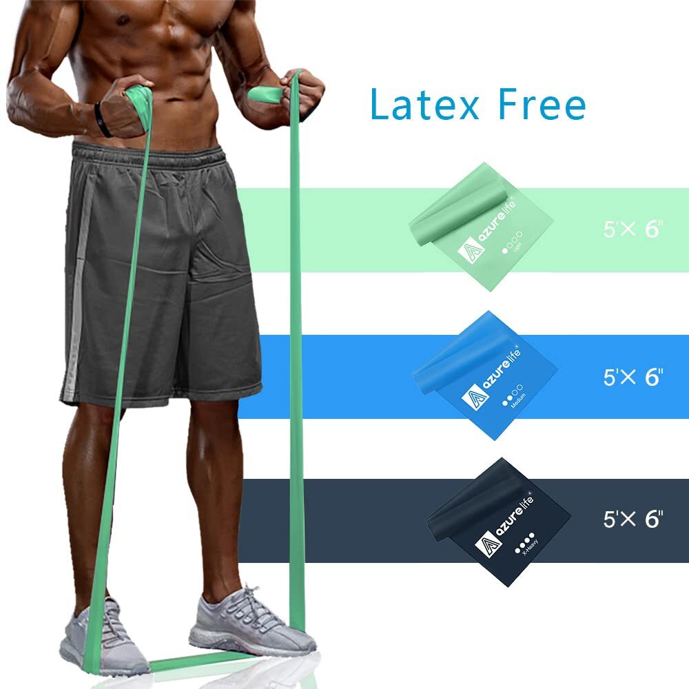 A Azurelife Resistance Bands,Professional Long Non-Latex Elastic Stretch Bands,Exercise Bands For Physical Therapy, Yoga, Pilates, Rehab, At-Home Or The Gym Workouts, Strength Training