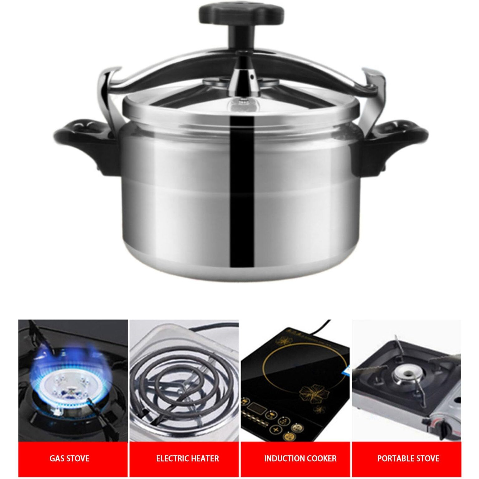 Aluminum Pressure Cooker, 3L/4L/5L Explosion Proof Pressure Canner With Easy Lock Lid, Pressure Cooker For Gas Stove Induction Cooker, Fast Cooking Cookware (5L)