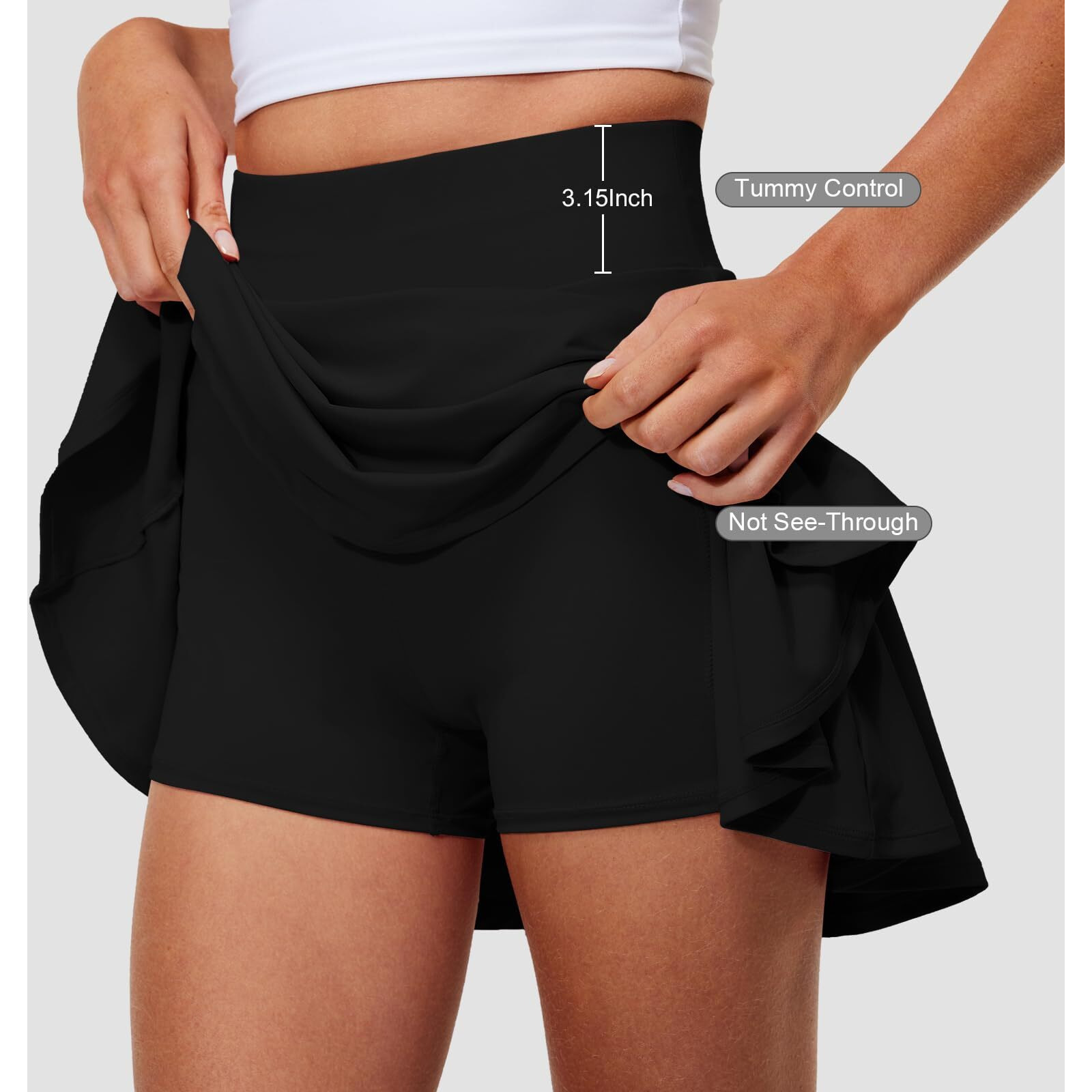 Hiwzffy Pleated Tennis Skirts For Women High Waisted Golf Skorts Tummy Control Skirts With Shorts Pockets Lightweight Black M