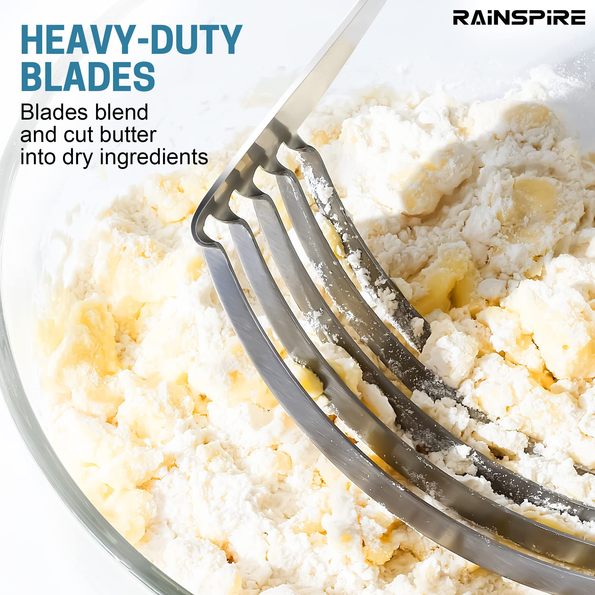 Rainspire Pastry Cutter For Baking, Heavy Duty Pastry Blender Stainless Steel, Thick Sharp Blades Dough Blender, Dough Cutter Butter Cutter Pastry For Easy Mixing, Dishwasher Safe, Black