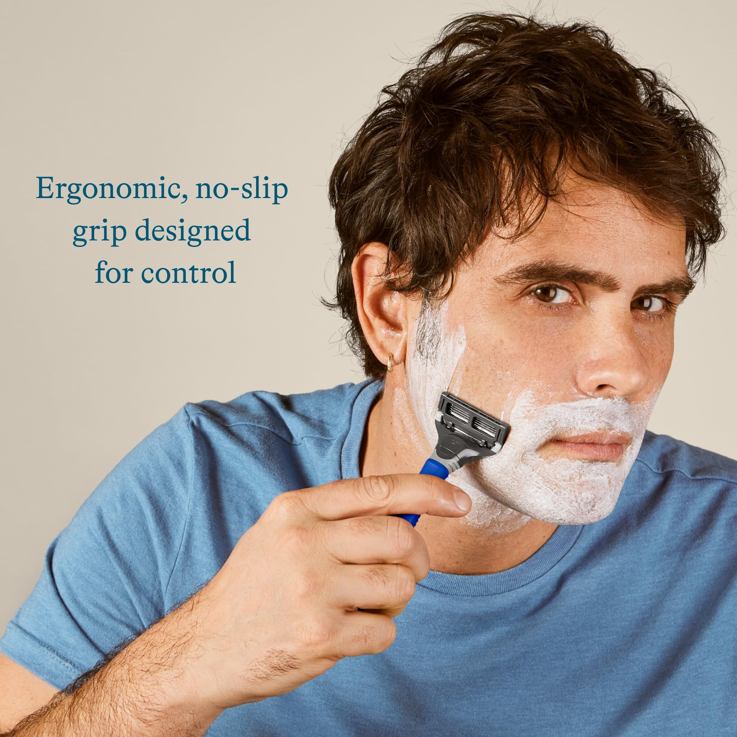 Harry's Razors For Men - Shaving Kit For Men Includes A Mens Razor Handle, 3 Razor Blade Refills, Travel Blade Cover, And 4 Oz Shave Gel