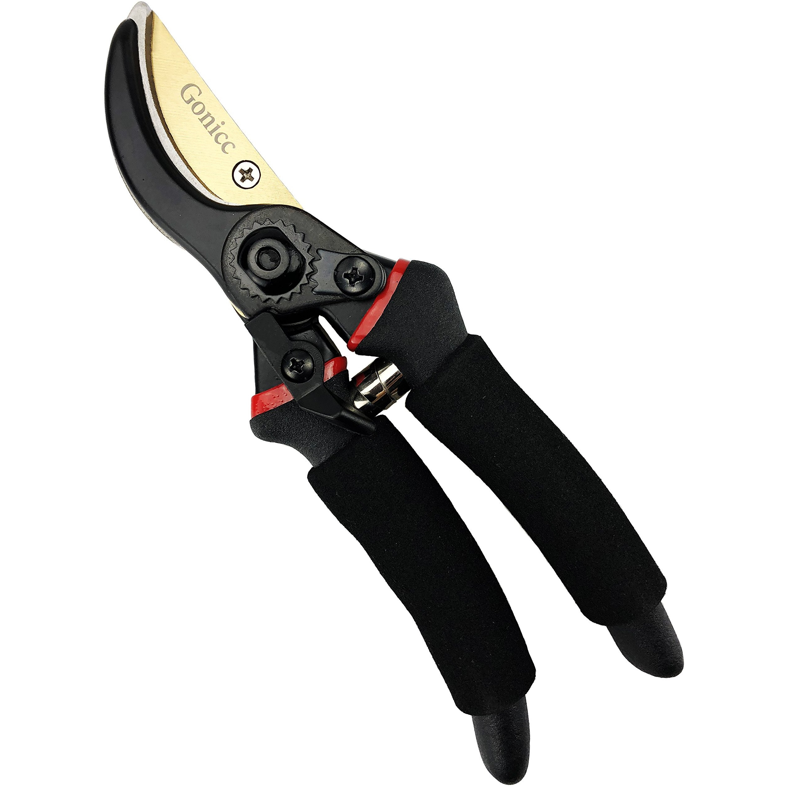 Gonicc 8"" Professional Premium Titanium Bypass Pruning Shears (Gpps-1003), Hand Pruners, Garden Clippers.