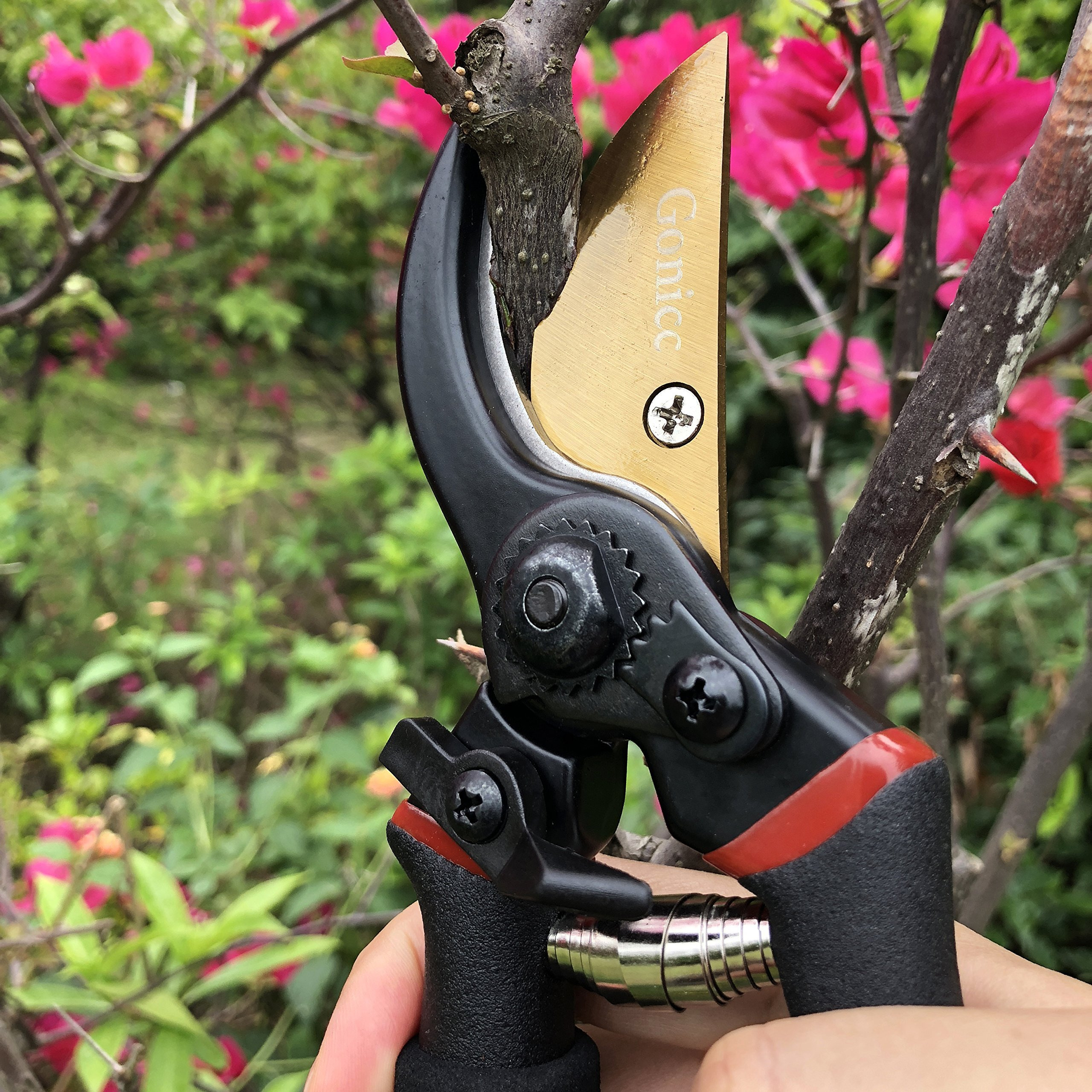 Gonicc 8"" Professional Premium Titanium Bypass Pruning Shears (Gpps-1003), Hand Pruners, Garden Clippers.