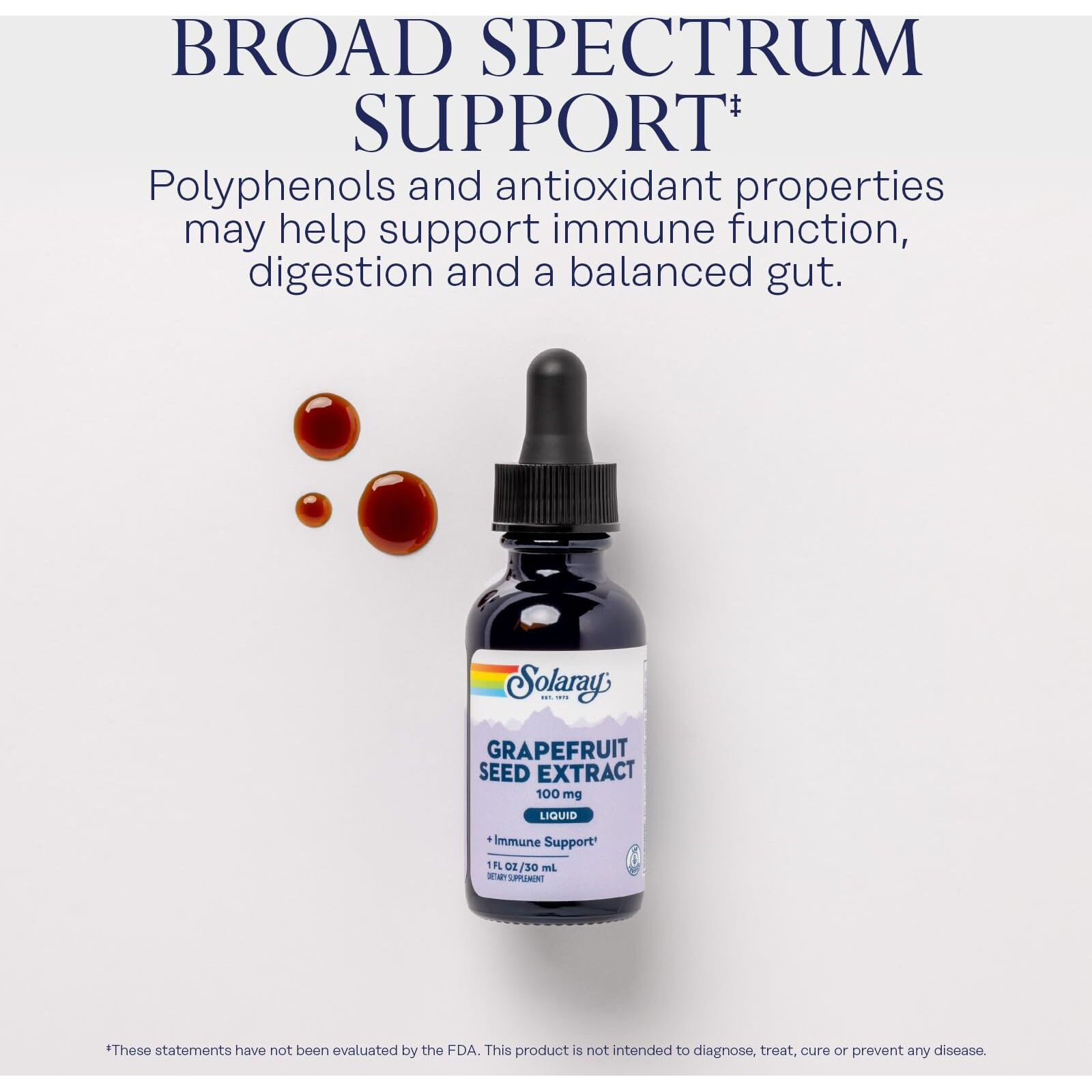 Solaray Grapefruit Seed Extract Liquid 100Mg - Immune Support Supplement W/Antioxidants And Polyphenols - Gut Health And Digestion Support - 60-Day Guarantee, Lab Verified, Approx. 100 Serv, 1 Fl Oz