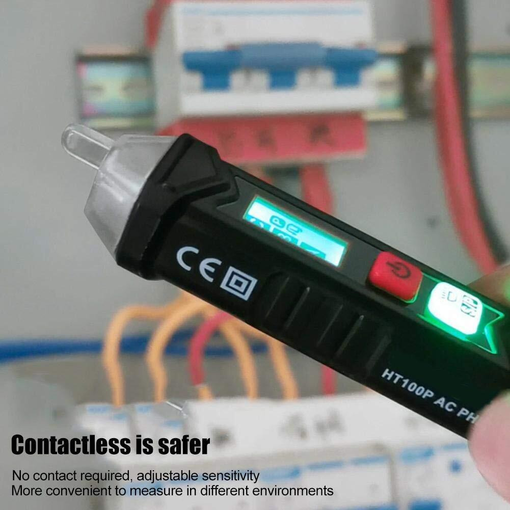 Non Contact Voltage Tester Ht100P Dual Range 12V-1000V/48V-1000V Ac Electrical Tester Circuit Tester Pen With Led Flashlight