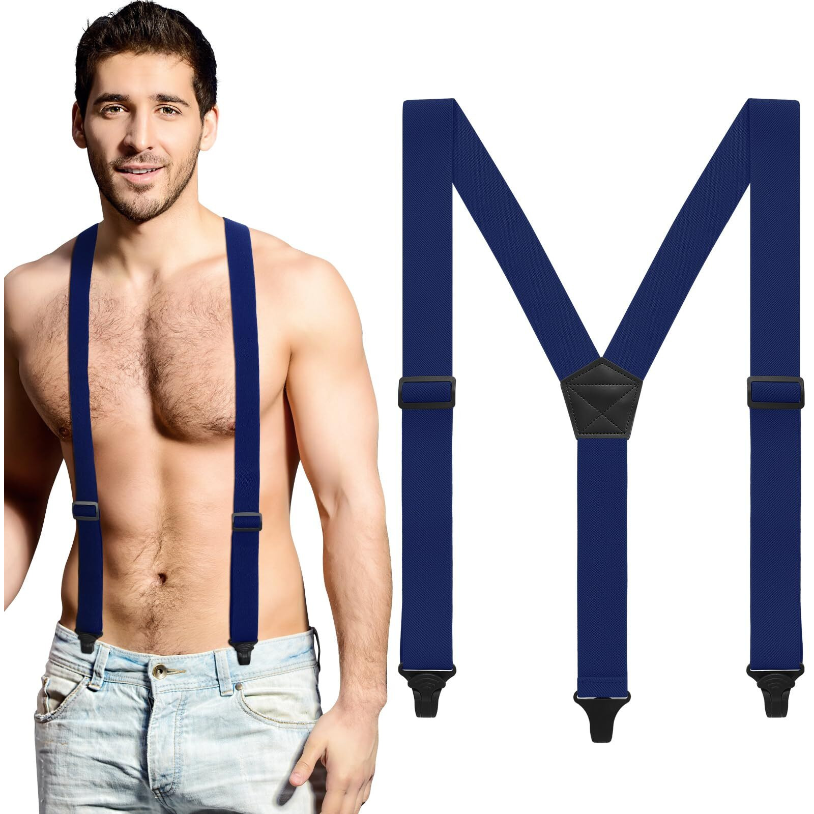Jiuguva Men's Suspender Hidden Suspender For Men Airport Hidden Suspenders Man's Suspenders Y Back Underclothing (Navy Blue)