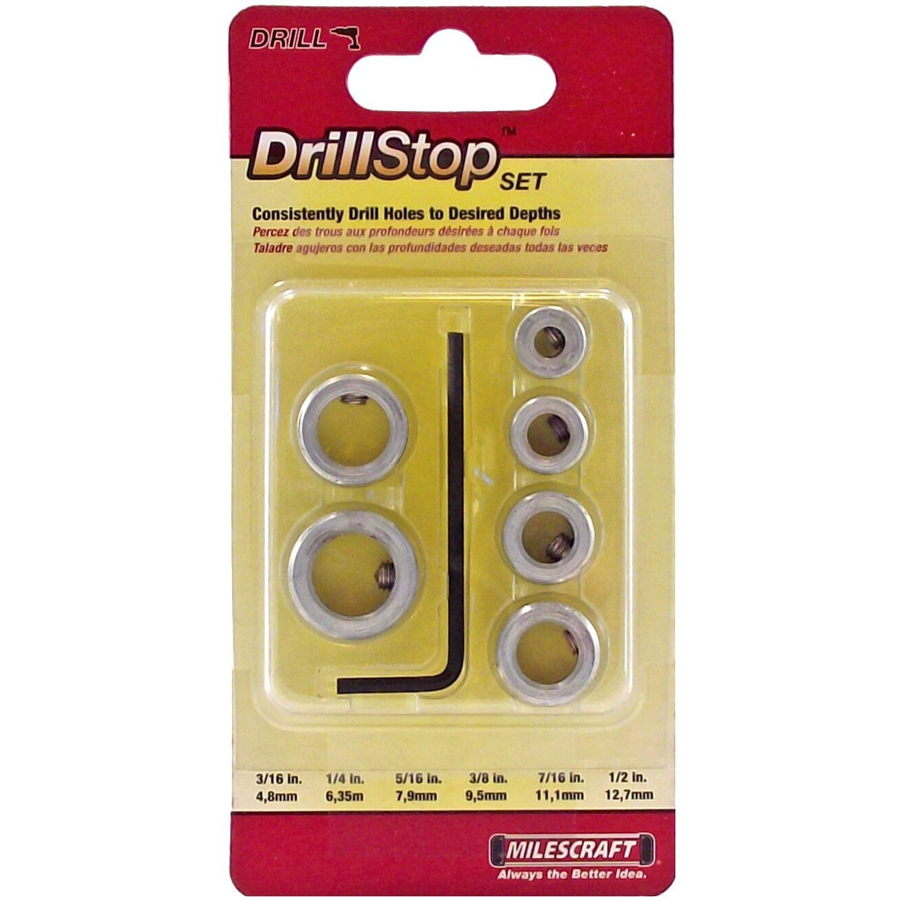 Milescraft 5342 6Pc. Drill Stop Set - Includes 3/16, 1/4, 5/16, 3/8, 7/16, And 1/2-Inch