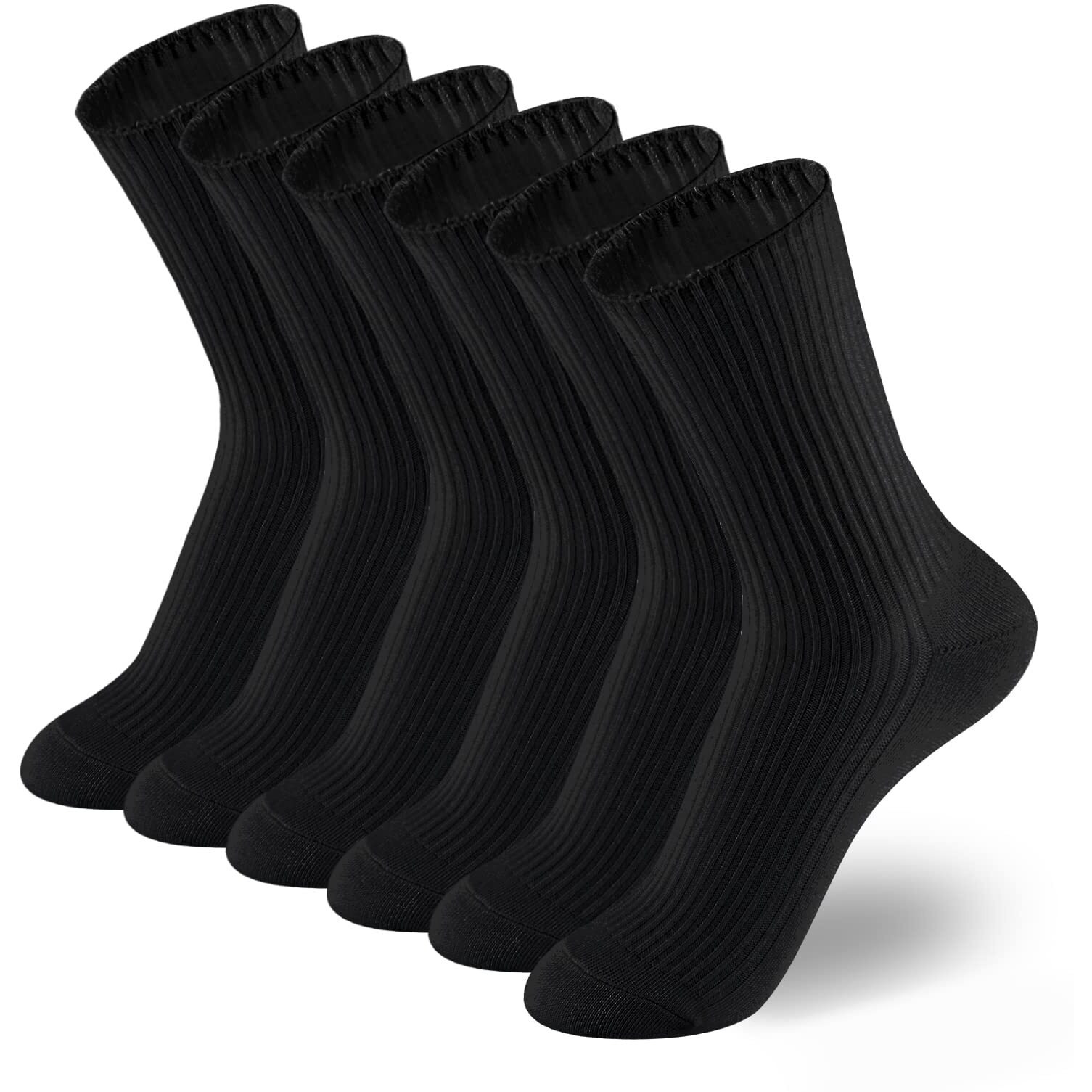 Accfod 9-11 Black Crew Socks For Women Soft Thin Athletic Cotton Socks For Women Girls
