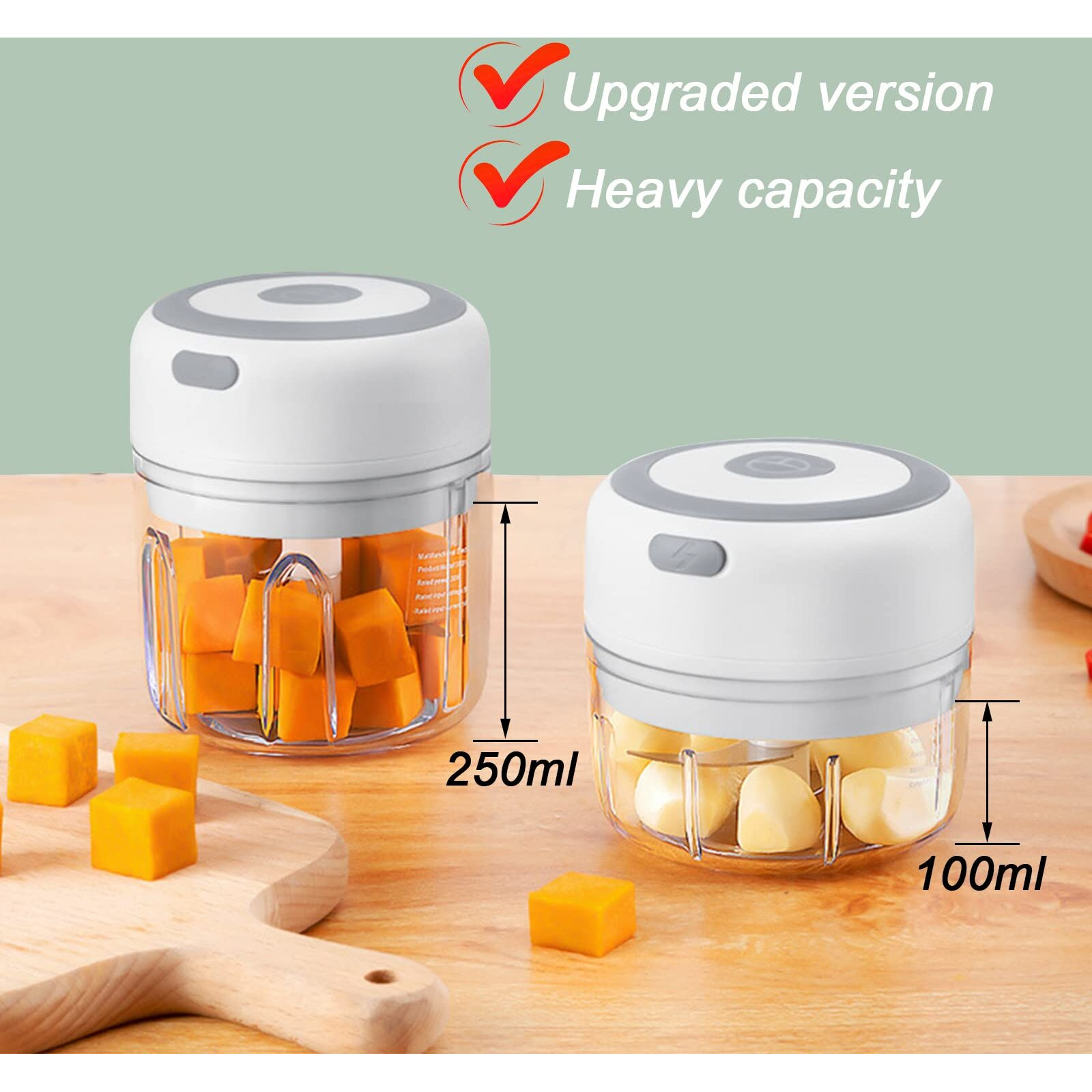 Electric Garlic Chopper, 250Ml Vegetable Chopper, Food Chopper, Usb Mini Garlic Mincer, Onion Chopper, Portable Small Food Processor For Garlic, Ginger, Chili, Vegetables
