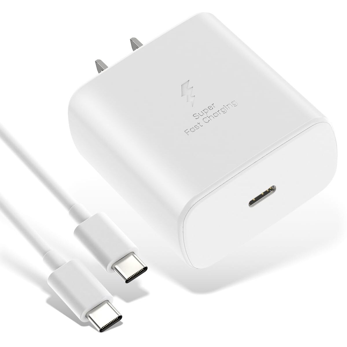 For 45W Samsung Charger Super Fast Charging Usb Type C Charger Pd Pps For Samsung Galaxy S24 S23 S22 Ultra Plus S20 Tab S8 S7 Fe Ultra Plus Note 20 S21 A53 A52 Z Fold Flip 4 6.6Ft 5A Type-C Cord White