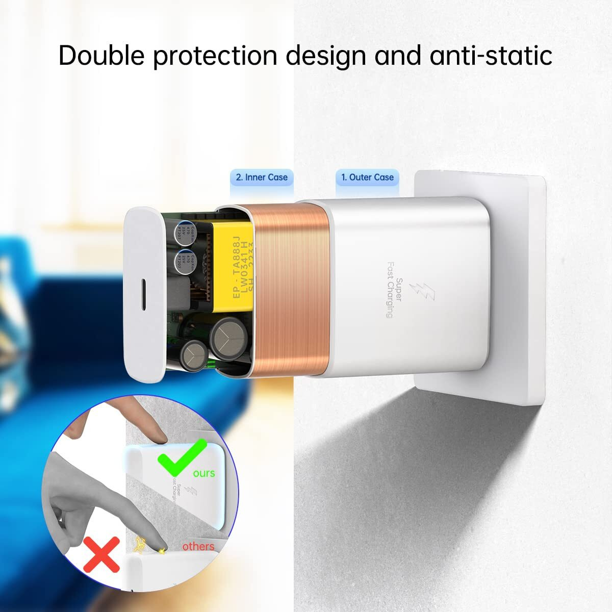 For 45W Samsung Charger Super Fast Charging Usb Type C Charger Pd Pps For Samsung Galaxy S24 S23 S22 Ultra Plus S20 Tab S8 S7 Fe Ultra Plus Note 20 S21 A53 A52 Z Fold Flip 4 6.6Ft 5A Type-C Cord White