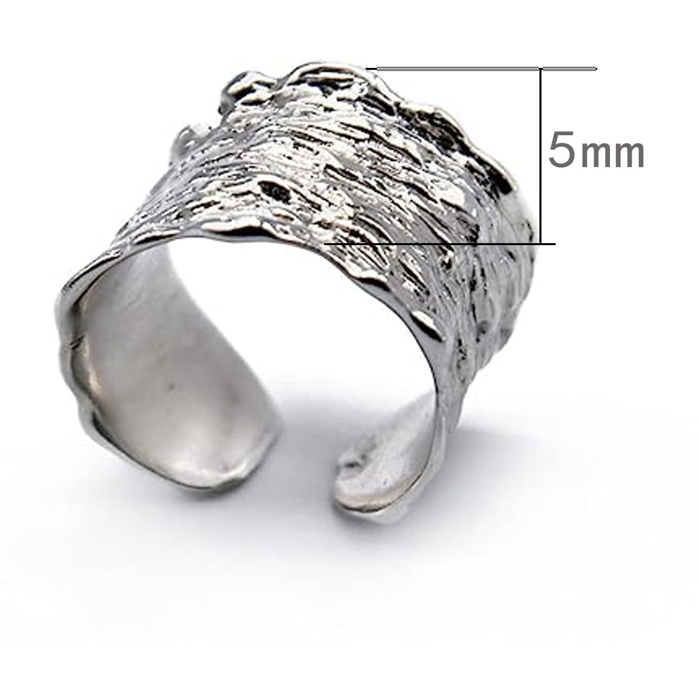 Wpphxy Handmade Hammered 925 Sterling Silver Rings Open Adjustable Wide Cuff Band Ring Thumb Rings For Women Men,Pattern 3