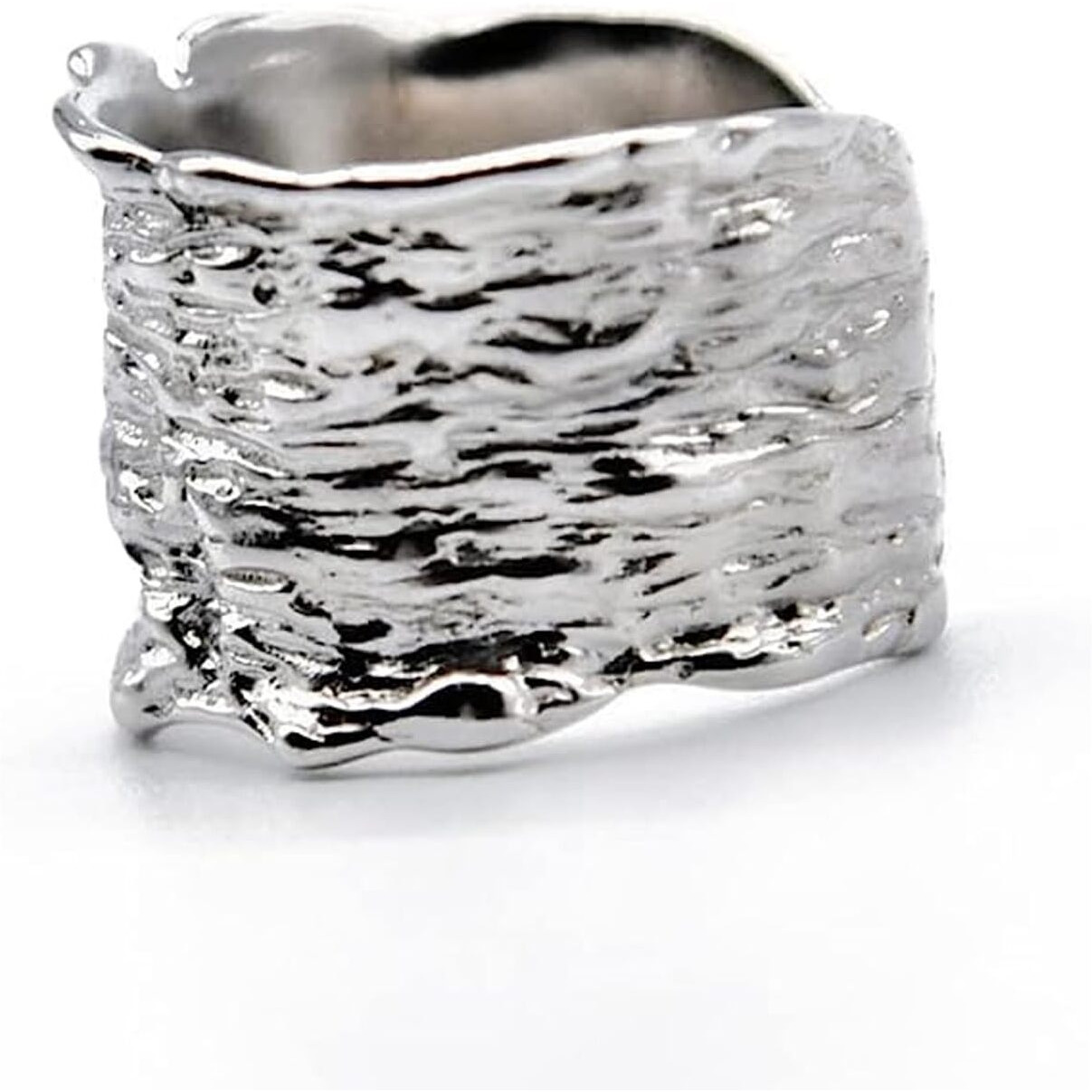 Wpphxy Handmade Hammered 925 Sterling Silver Rings Open Adjustable Wide Cuff Band Ring Thumb Rings For Women Men,Pattern 3