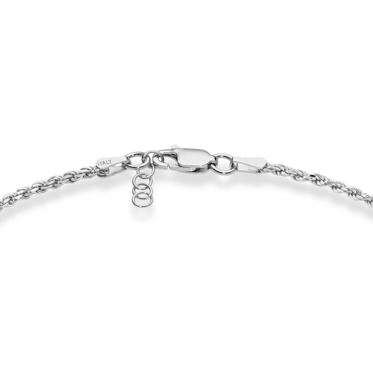 Miabella Solid 925 Sterling Silver Italian 2Mm, 3Mm Diamond-Cut Braided Rope Chain Bracelet For Women Men, Made In Italy (2Mm - Length 6.5 Inches (X-Small))