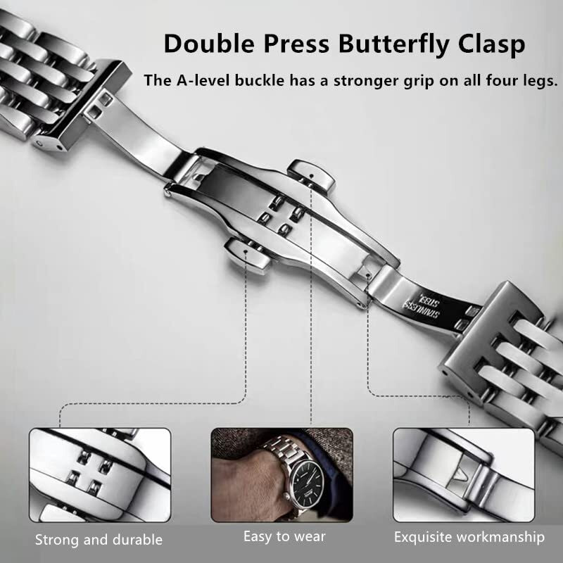 Niziruoup Stainless Steel Watch Band 14Mm 16Mm 18Mm 19Mm 20Mm 21Mm 22Mm 24Mm Universal Metal Watch Strap Smartwatch Replacement Band Men Women Fit Most Traditional Watches
