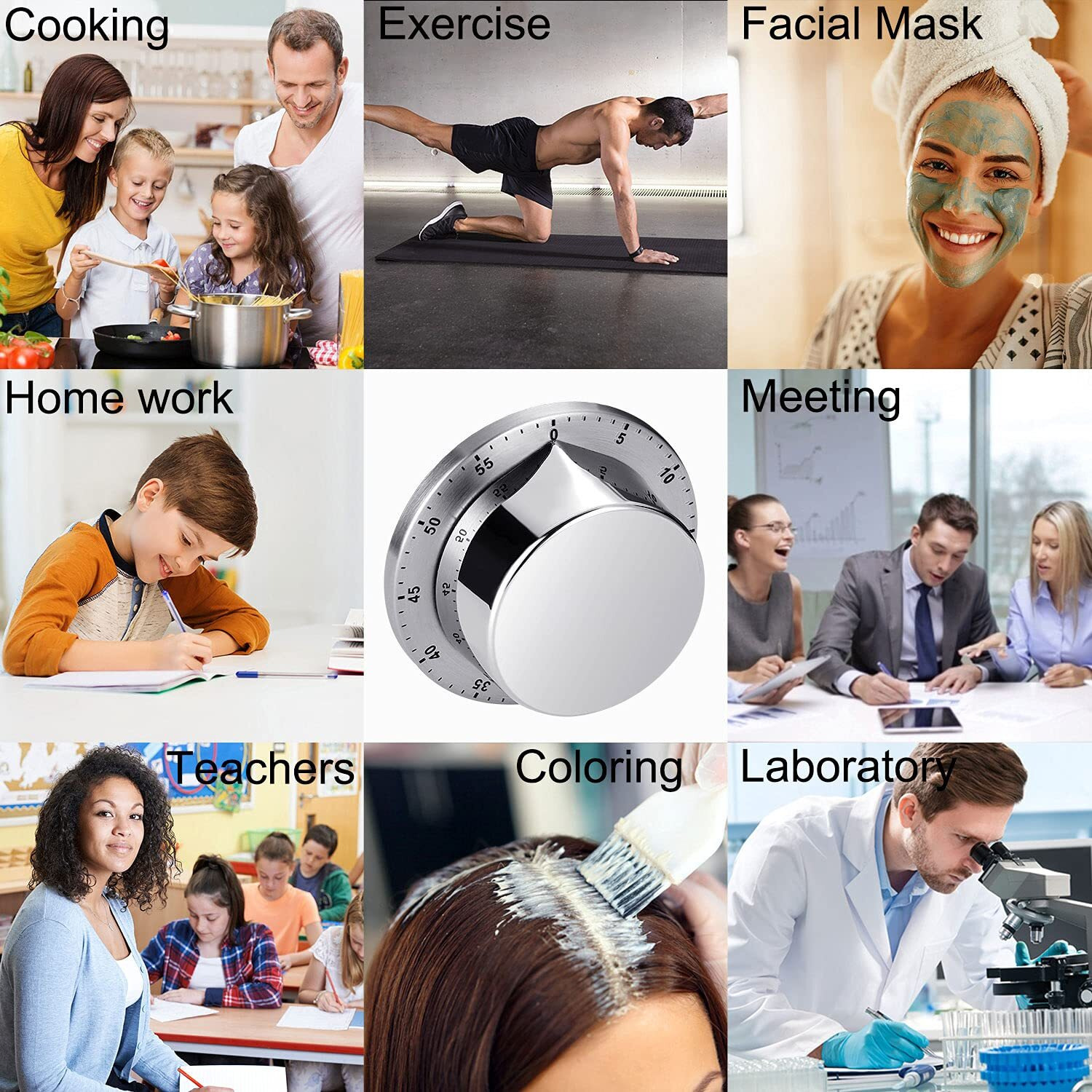 Albayrak Kitchen Timers For Cooking, Chef Cooking Timer Clock With Loud Alarm, No Batteries Required, 100% Mechanical Desk Timer - Magnetic Backing, Exquisite Stainless Steel Body Magnetic Timer