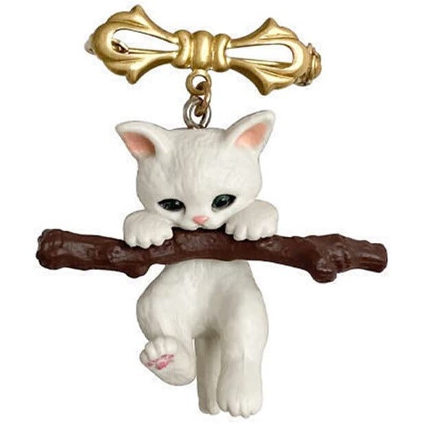 Cat Brooch Pins For Women Cat Pins For Backpacks Pins For Women Girls Brooch, Cat Enamel Pin White Cat On Branch Pin