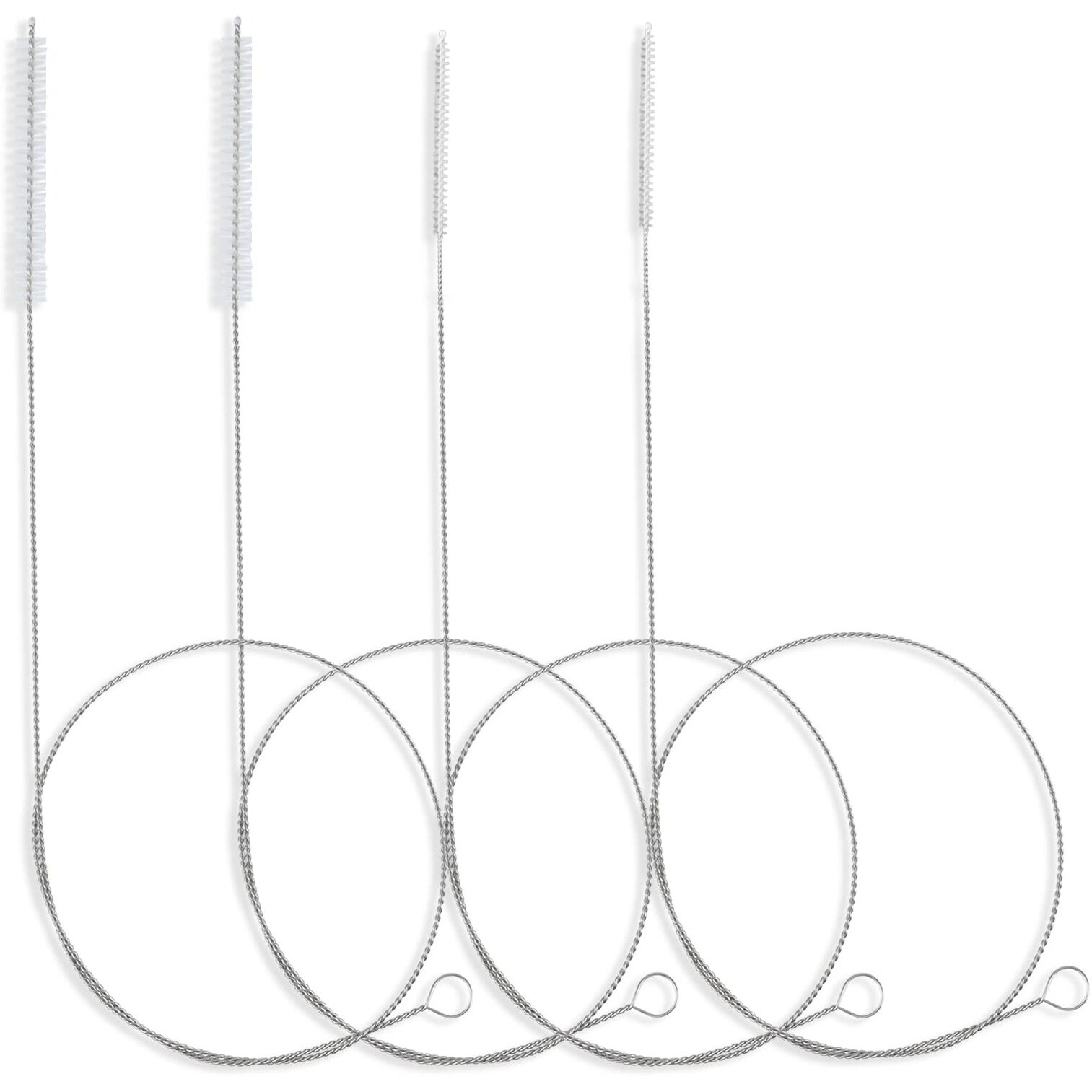 40 Inches Brush Cleaner For Cleaning Straw, Kegerator, Feeding Tube, Siphon Hose, Sunroof Drain, Refrigerator Drain, 4Pcs (White)