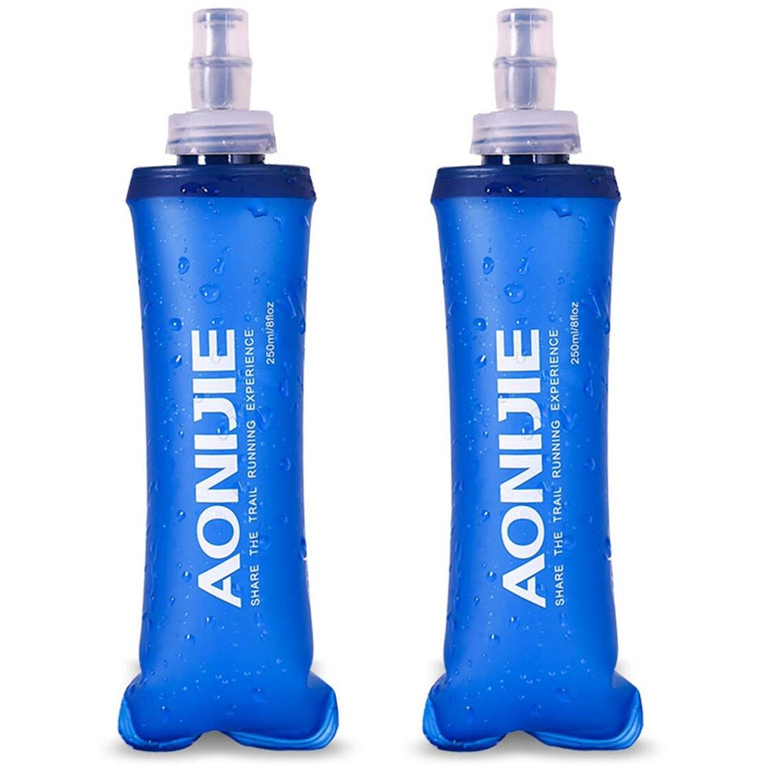 Aonijie Tpu Soft Folding Water Bottles Collapsible Flask For Hydration Pack For Running Hiking Cycling Climbing Pack Of 2 (250Ml -Pack Of 2)