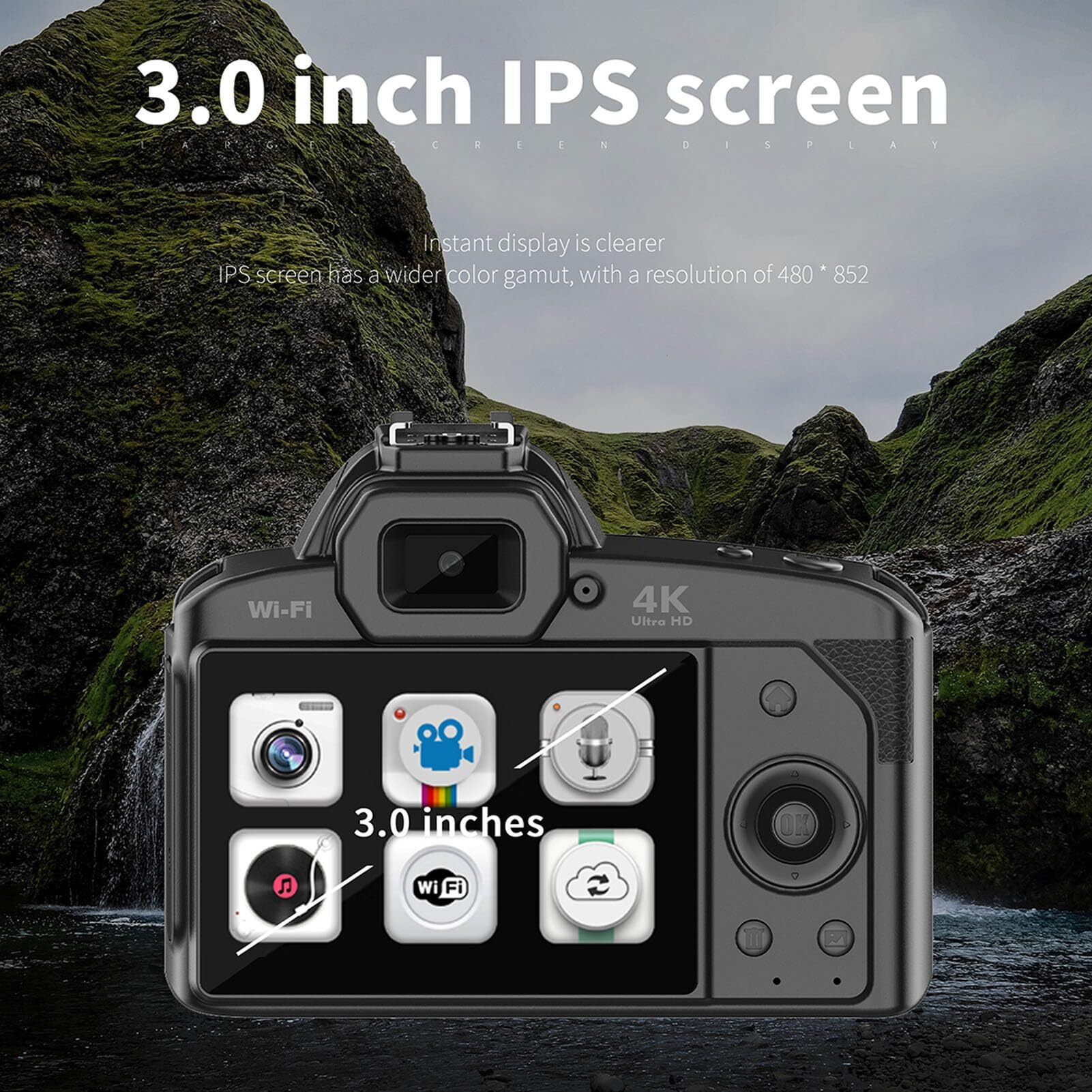 4K Vlogging Camera For Youtube, 3 Inch Ips 64Mp Hd Night Vision Digital Camera For Photography With Wifi, 16X Digital Zoom Camcorders Video Camera With Dual Cameras
