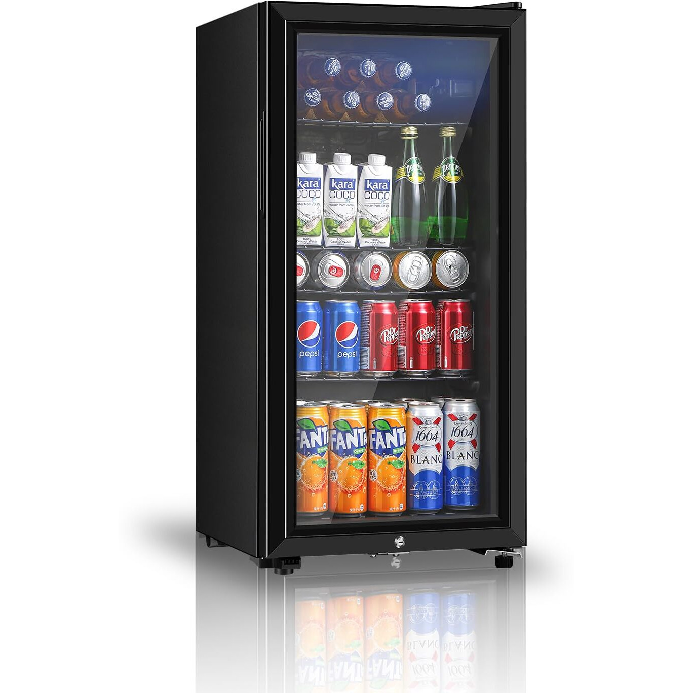 Saeoola Beverage Refrigerator, 3.2 Cu.Ft Mini Fridge With Double Glass Door, Cooler For Soda, Beer Or Wine For Home, Office Or Bar With Adjustable Removable Shelves (Black)