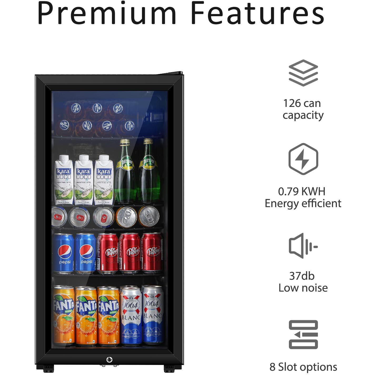 Saeoola Beverage Refrigerator, 3.2 Cu.Ft Mini Fridge With Double Glass Door, Cooler For Soda, Beer Or Wine For Home, Office Or Bar With Adjustable Removable Shelves (Black)