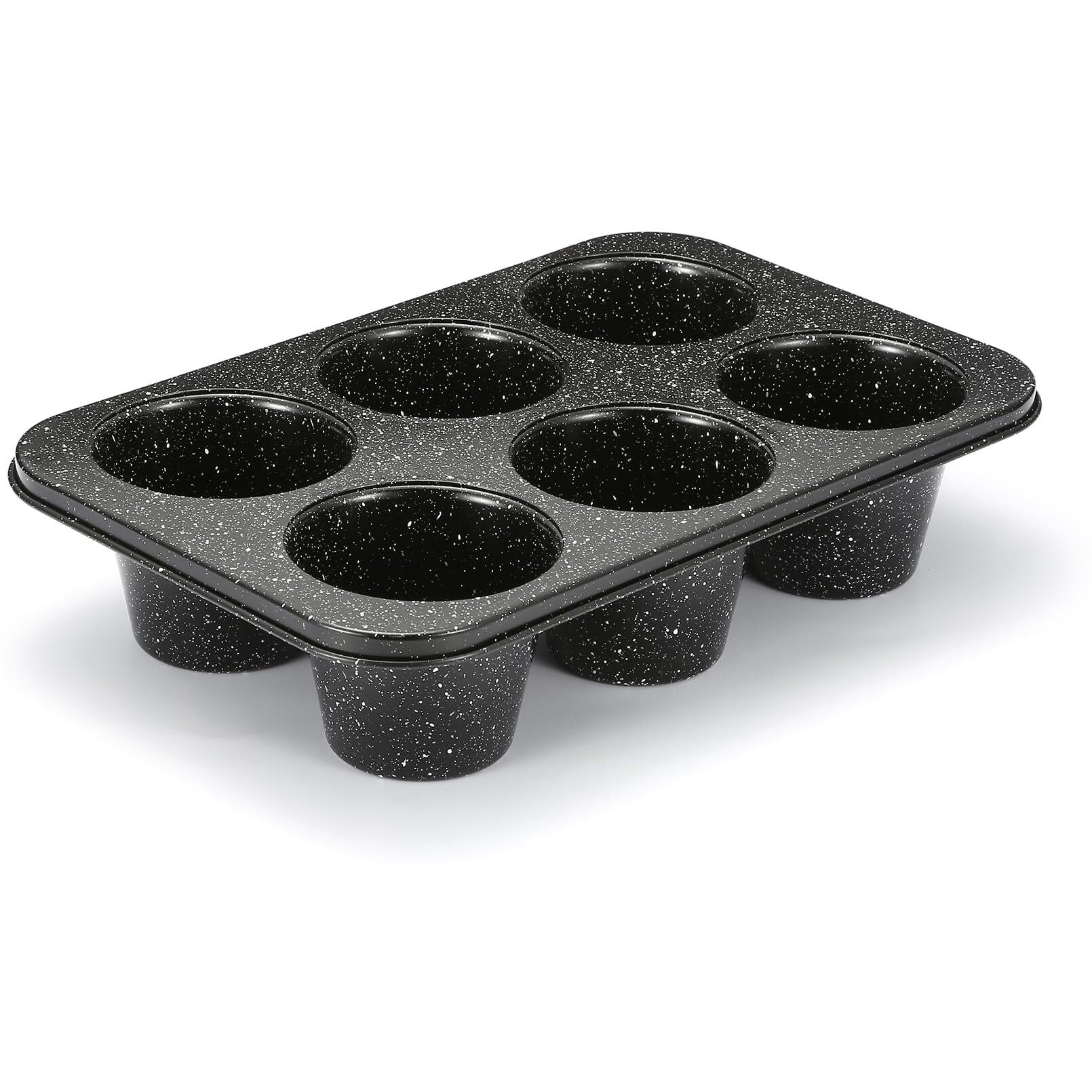 Monfish Jumbo Deep Muffin Pan 6 Cup Black Granite Finish Extra Large Cupcake Tin Carbon Steel Baking Pan