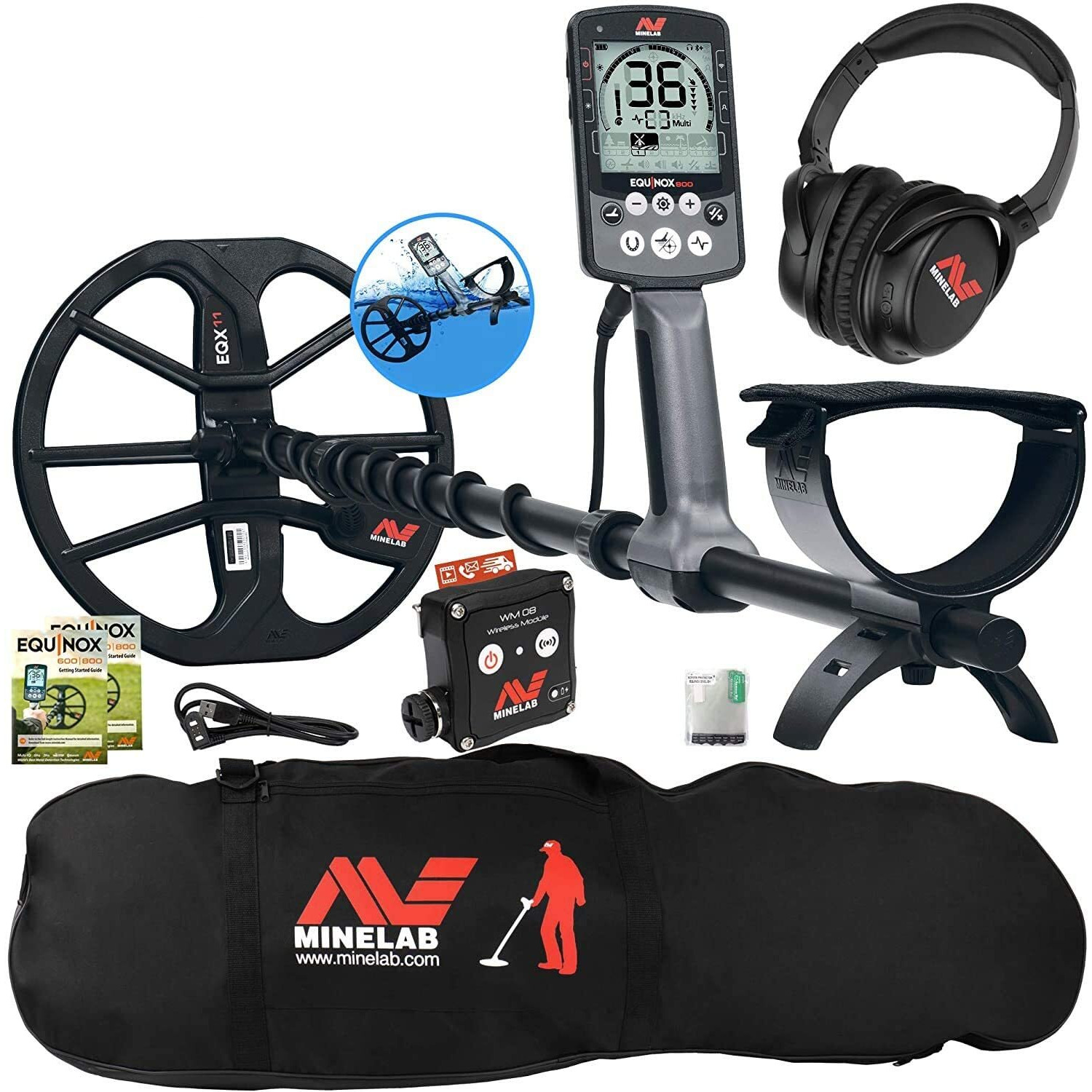Minelab Equinox 800 Multi-Iq Metal Detector With Black Padded Carry Bag