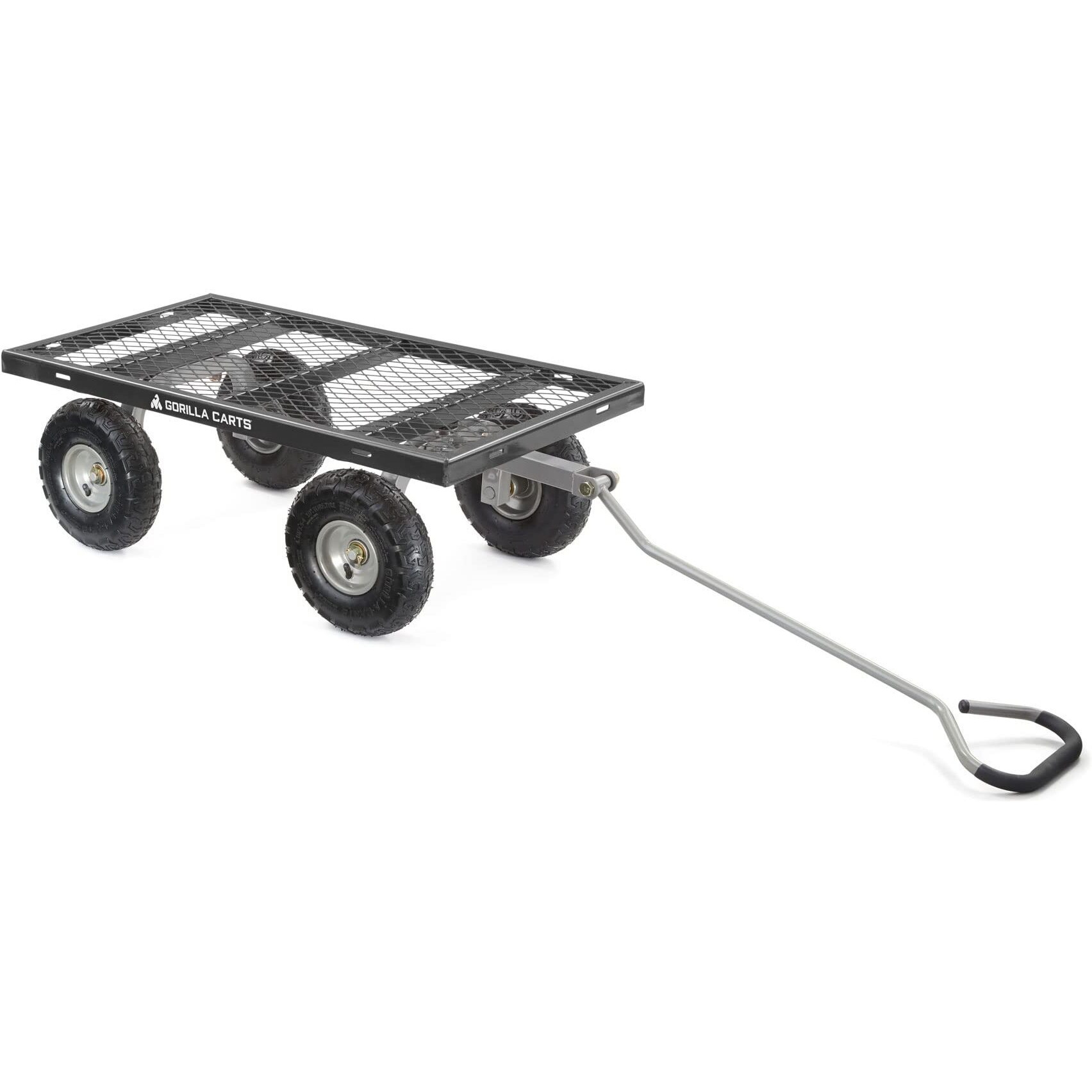 Gorilla Carts 800 Pound Capacity Heavy Duty Durable Steel Mesh Convertible Flatbed Garden Outdoor Hauling Utility Wagon Cart, Black