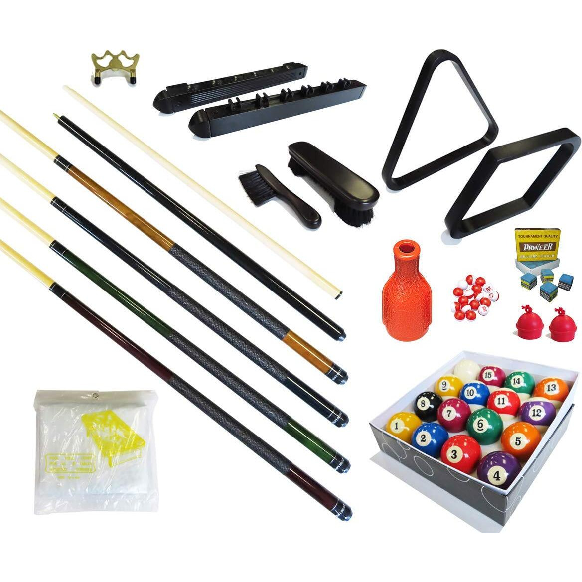 Pool Table - Premium Billiard 32 Pieces Accessory Kit - Pool Cue Sticks Bridge Ball Sets (Kit-16)