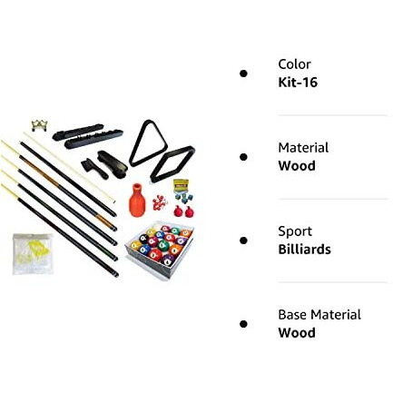Pool Table - Premium Billiard 32 Pieces Accessory Kit - Pool Cue Sticks Bridge Ball Sets (Kit-16)