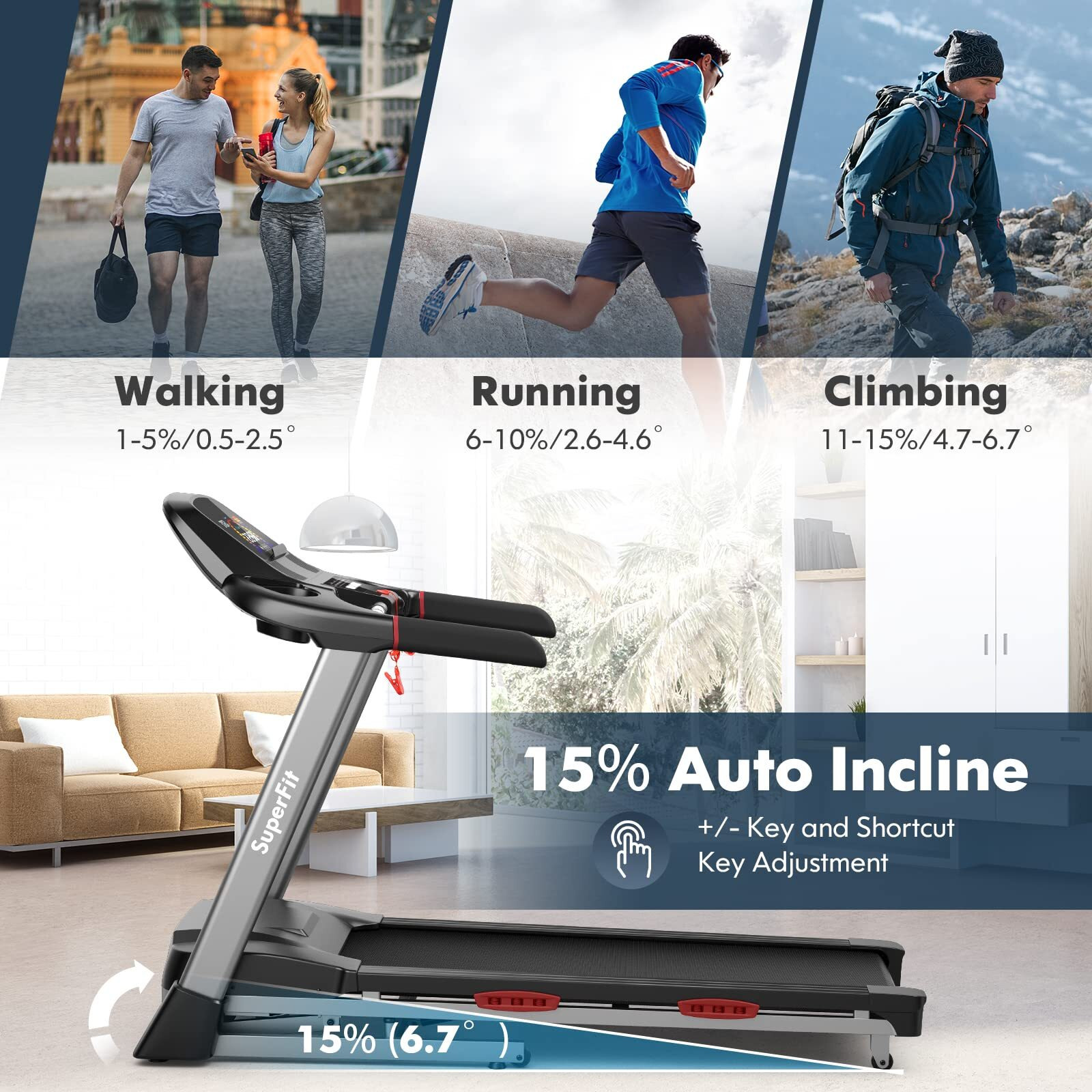 Gymax Folding Treadmill With 4.75Hp, 15% Auto Incline, App Control & Bluetooth Speaker, Portable Self-Standing With Pules Sensor For Home Gym