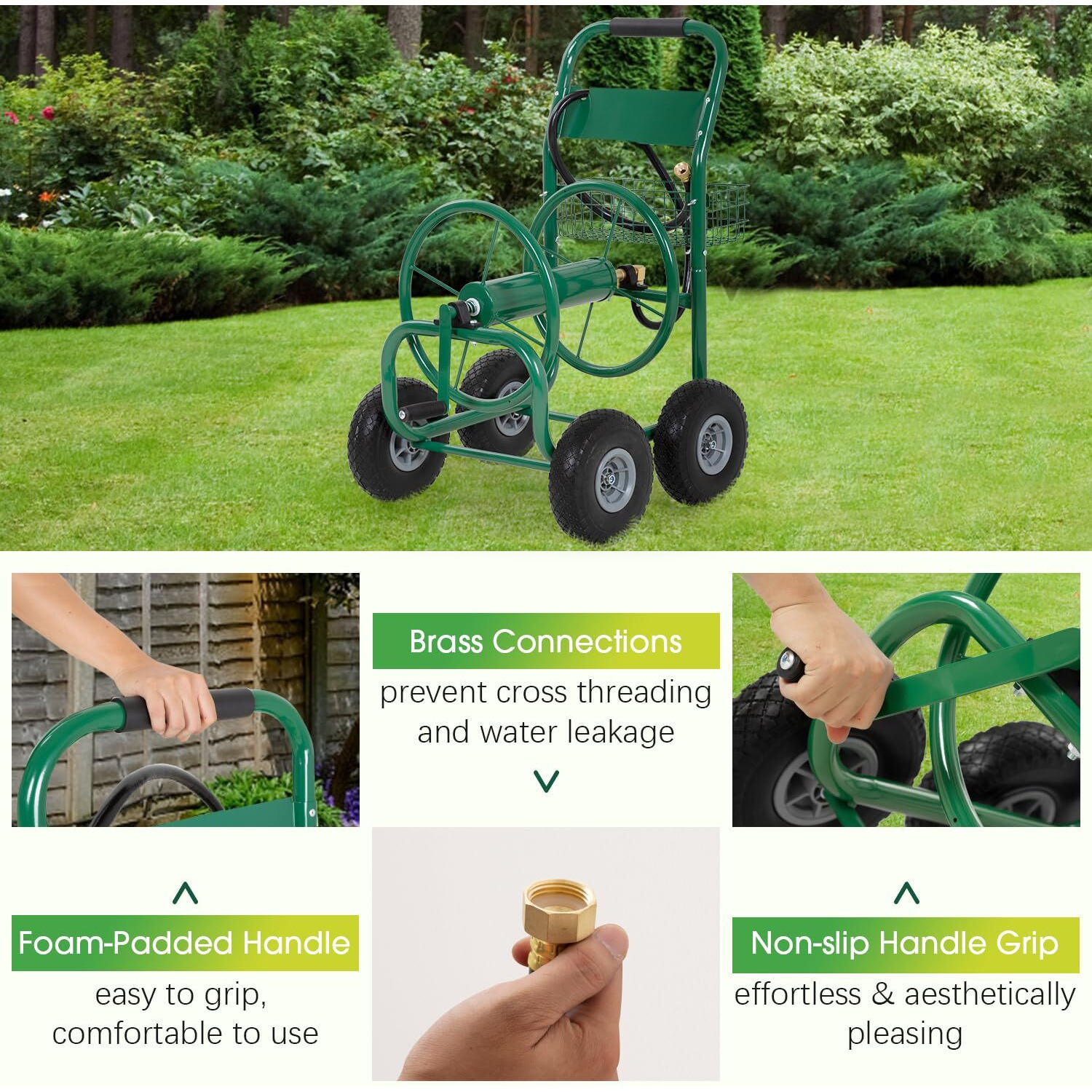 Garden Water Hose Reel Cart Tools Outdoor Yard Water Planting Truck Heavy Dutywater Planting