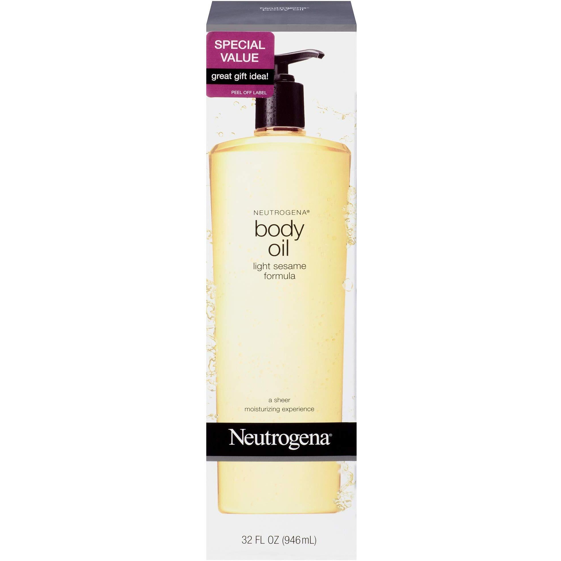 Neutrogena Lightweight Body Oil For Dry Skin, Sheer Moisturizer In Light Sesame Formula, 32 Fl. Oz