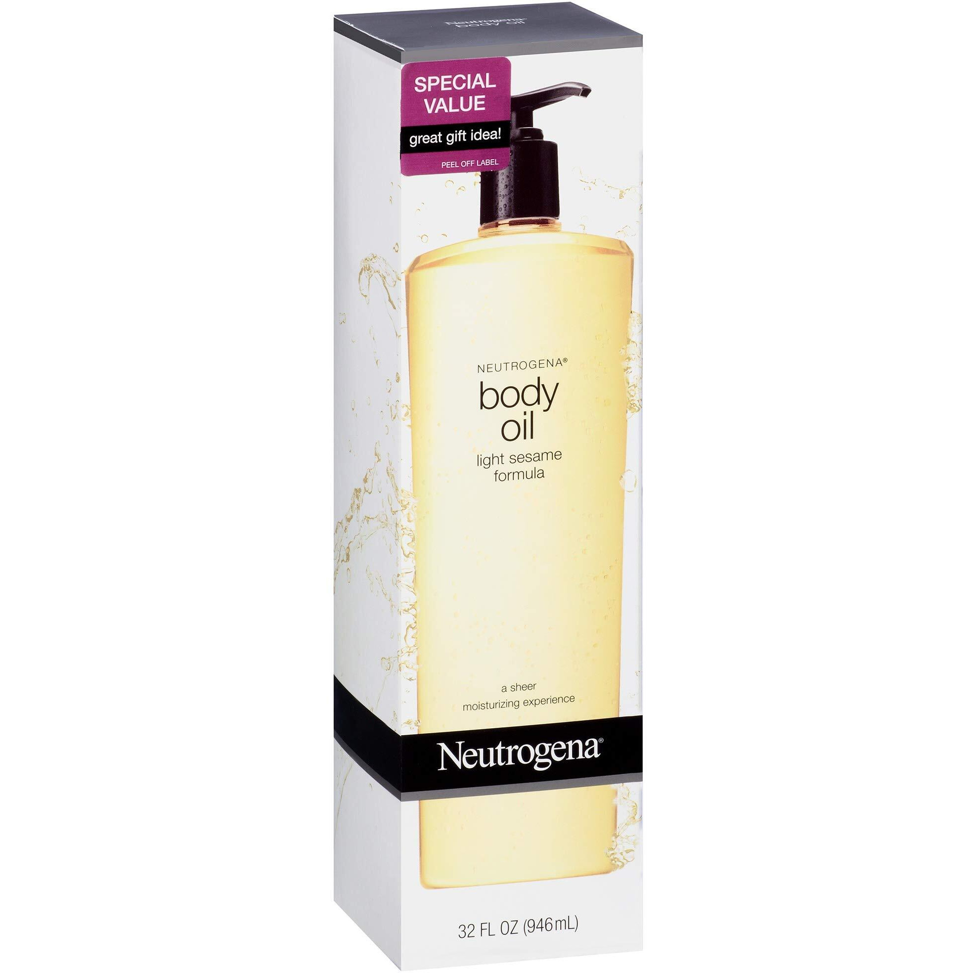 Neutrogena Lightweight Body Oil For Dry Skin, Sheer Moisturizer In Light Sesame Formula, 32 Fl. Oz