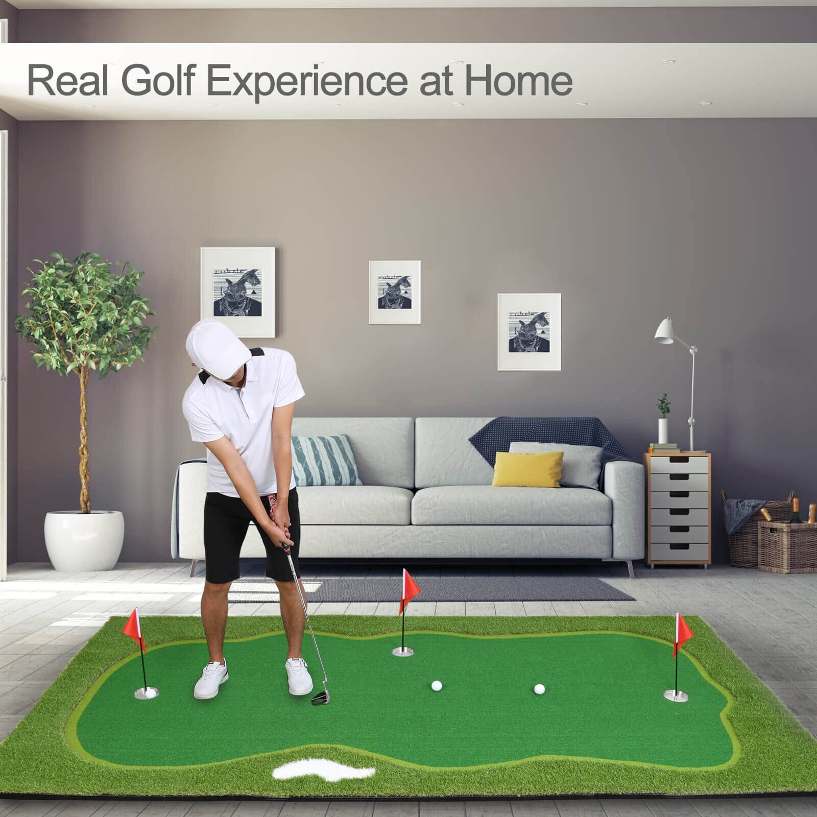 Golf Putting Green, Practice Putting Green Mat, Large Professional Golfing Training Mat For Indoor Outdoor (5X10Ft Green)
