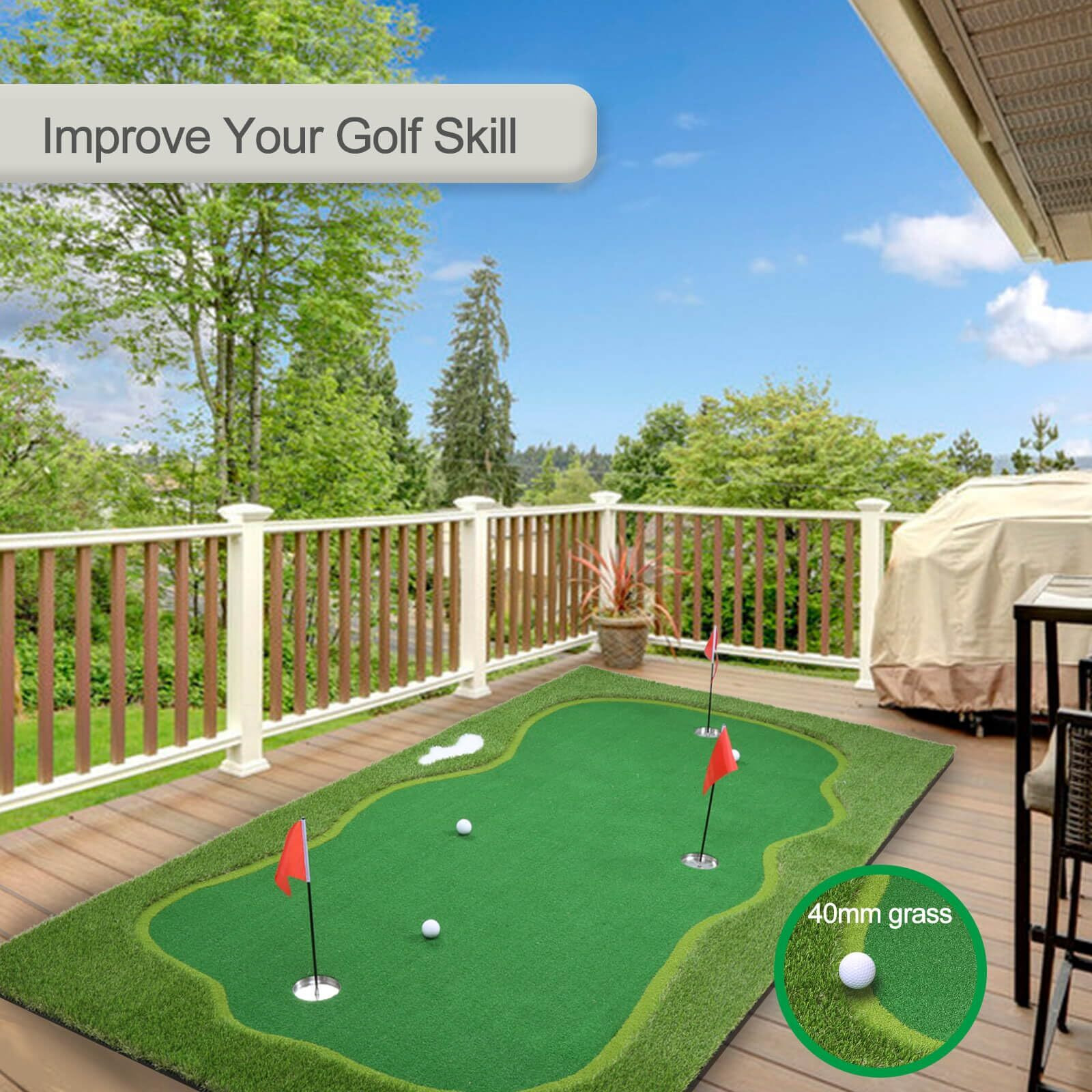 Golf Putting Green, Practice Putting Green Mat, Large Professional Golfing Training Mat For Indoor Outdoor (5X10Ft Green)