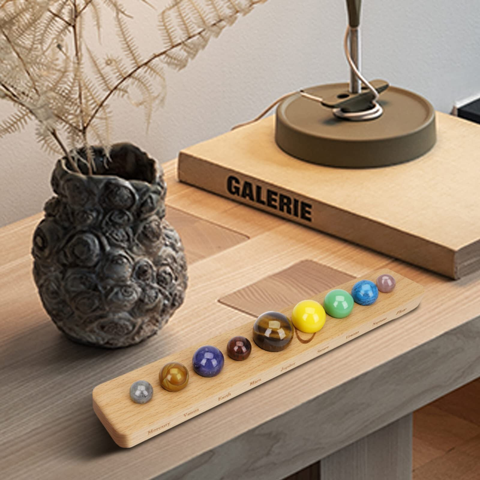 Nine Planets Gem Stones Planets Decorations Solar System Model Handmade Space Home Office Desk Decorations Creative Gift For Men, Women, Kids