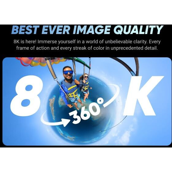 Insta360 X4 8K 360 Waterproof Action Camera, 8K 360, Stabilization, Touch Screen, Ai Editing, Live Streaming, Webcam, Voice Control