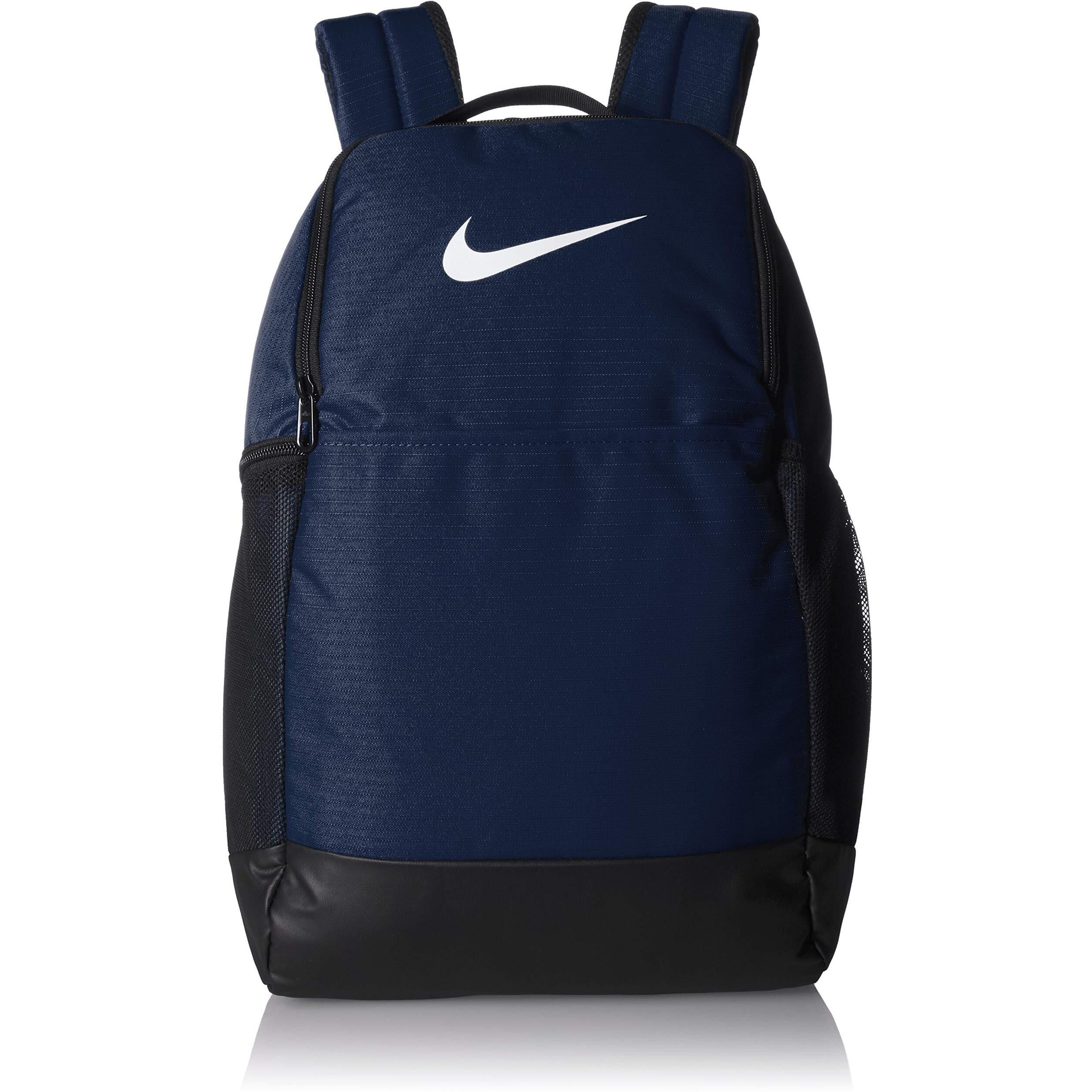 Nike Brasilia Medium Training Nike Backpack For Women And Men With Secure Storage & Water Resistant Coating, Midnight Navy/Black/White