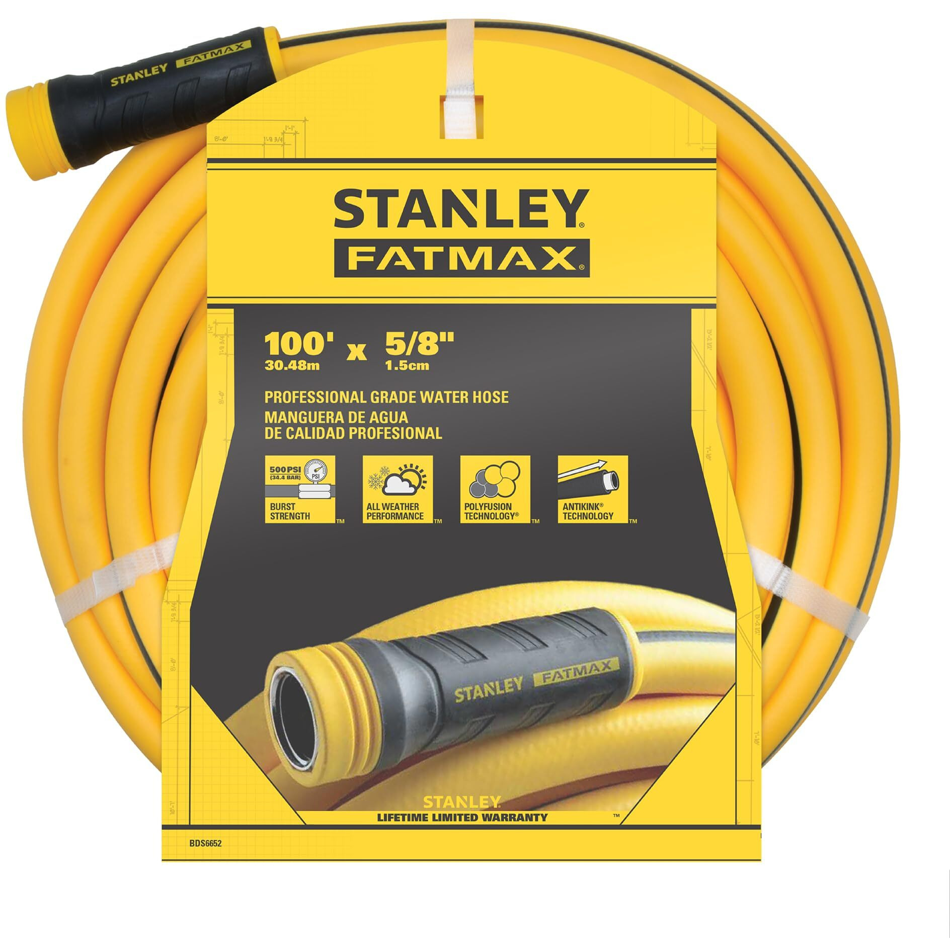 Stanley Garden Bds6652 Stanley Fatmax 5/8 X 100 Garden Hose, 100-Ft, Yellow