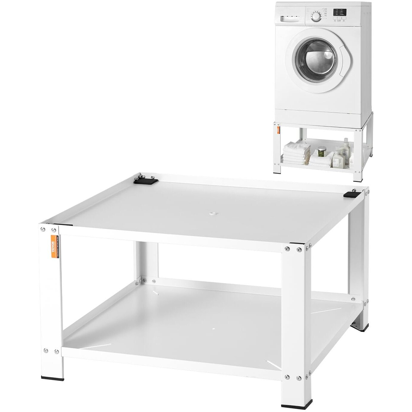 Vevor Yn-Wm03 Laundry Pedestal With Storage Shelf 28"" Lx28 Wx16 H, Washer And Dryer Stand Universal Platform, Fit 660Lbs Capacity, Heavy Duty Steel Multi-Functional Base For Washing Machine, White
