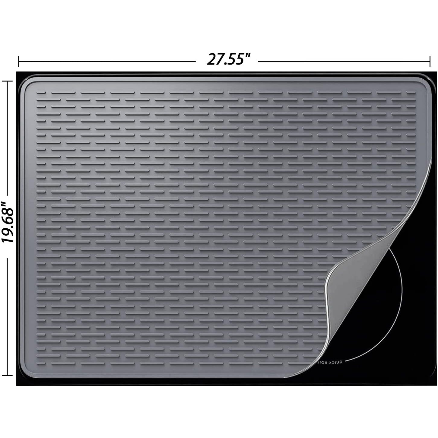 Stove Top Cover For Electric Stove - Silicone Stove Mat For Glass Top Stove, Glass Cooktop Protector, Xl Dish Drying Mats For Kitchen, Range Covers For Electric Stove (Gray, 28 X 20)